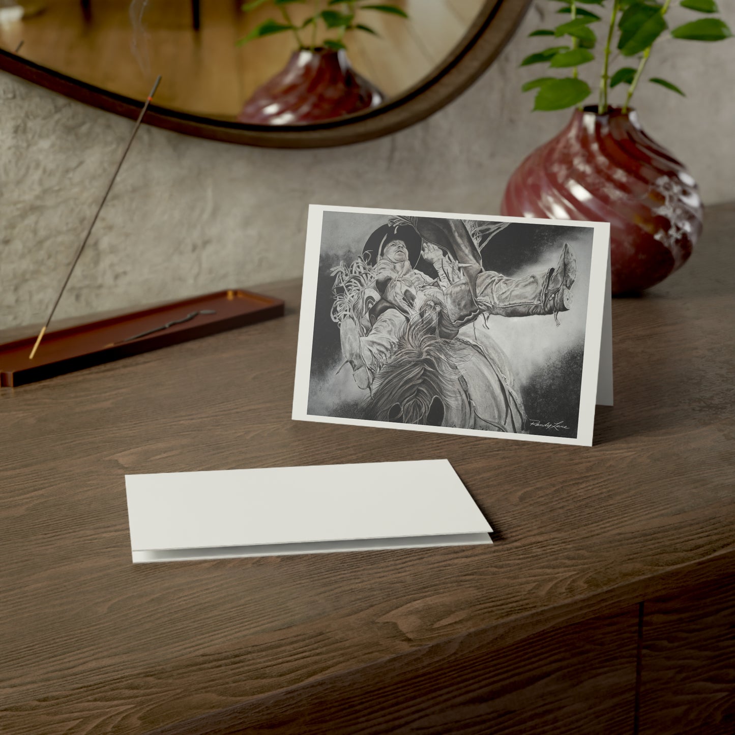 Battle Tested, Bareback Rider, Rode Art Greeting Card —  (1/10/30/50 Pack)
