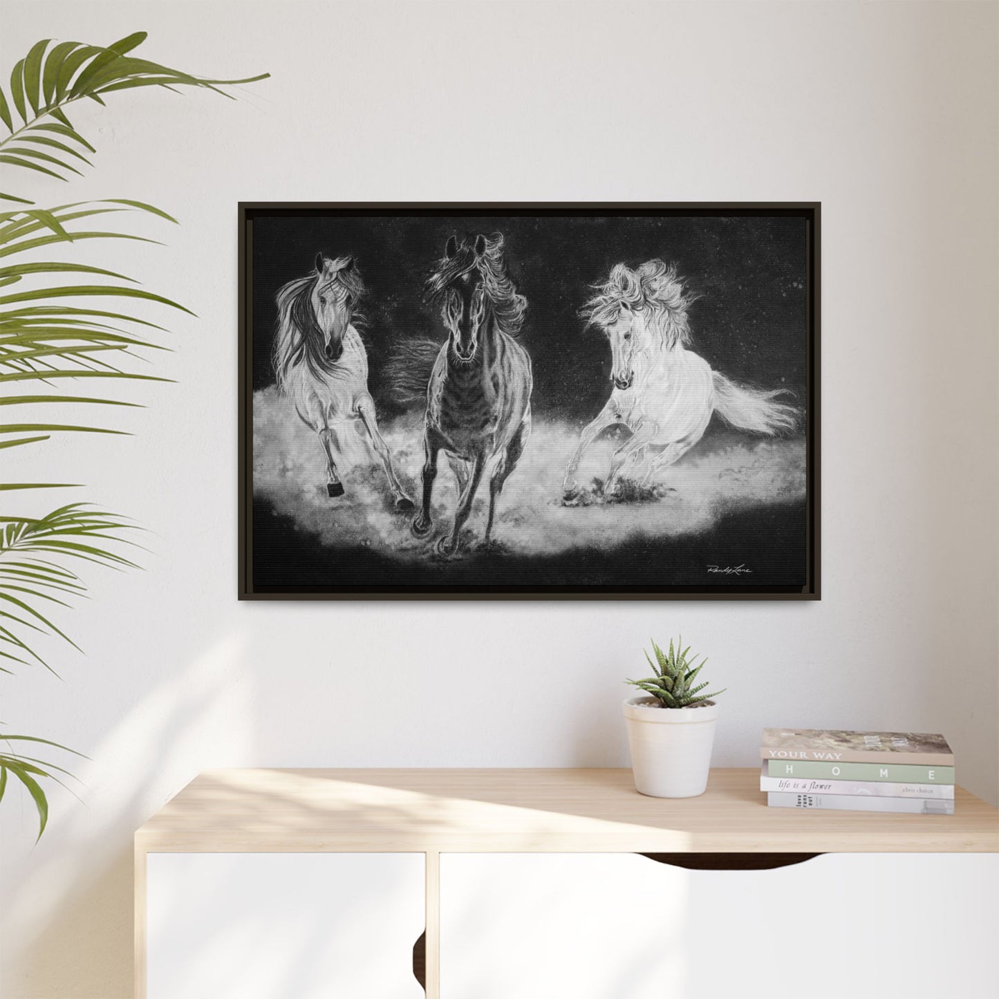 Midnight Run. Framed Stretched Matte Canvas Fine Art Horse Print