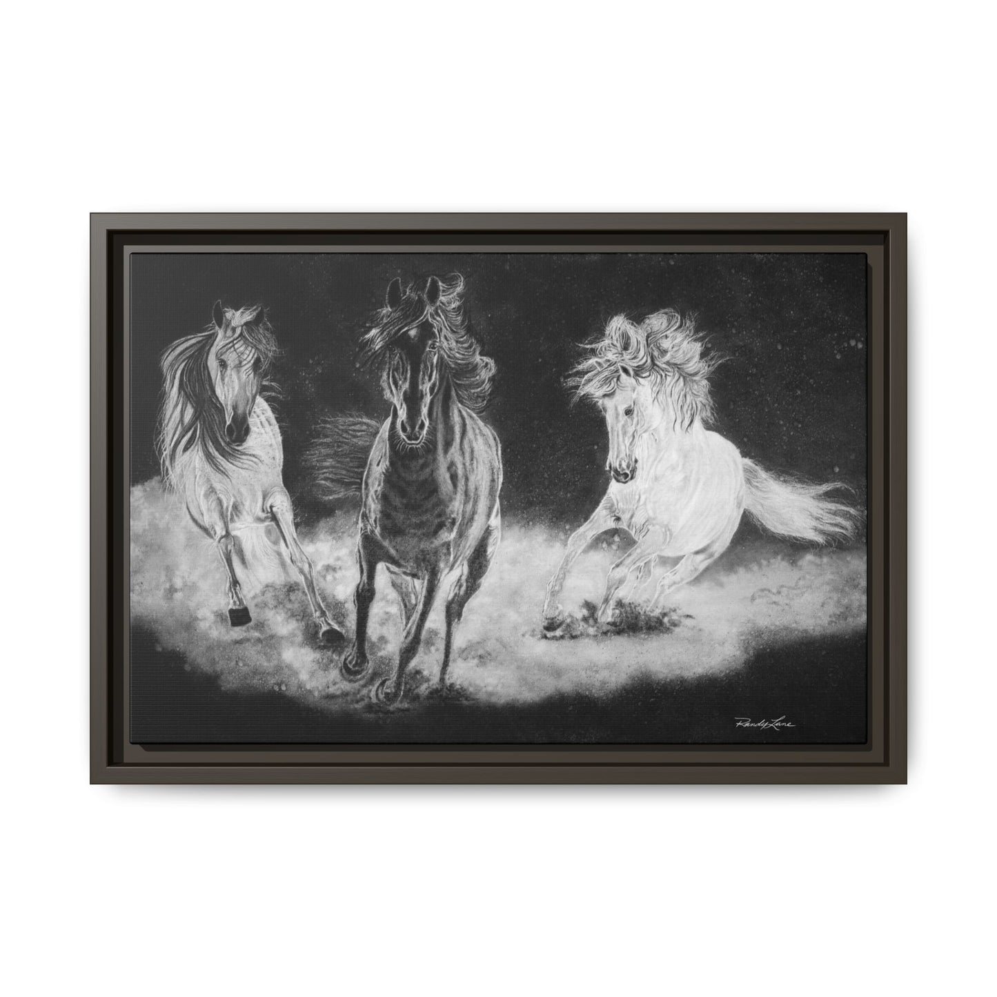 Midnight Run. Framed Stretched Matte Canvas Fine Art Horse Print
