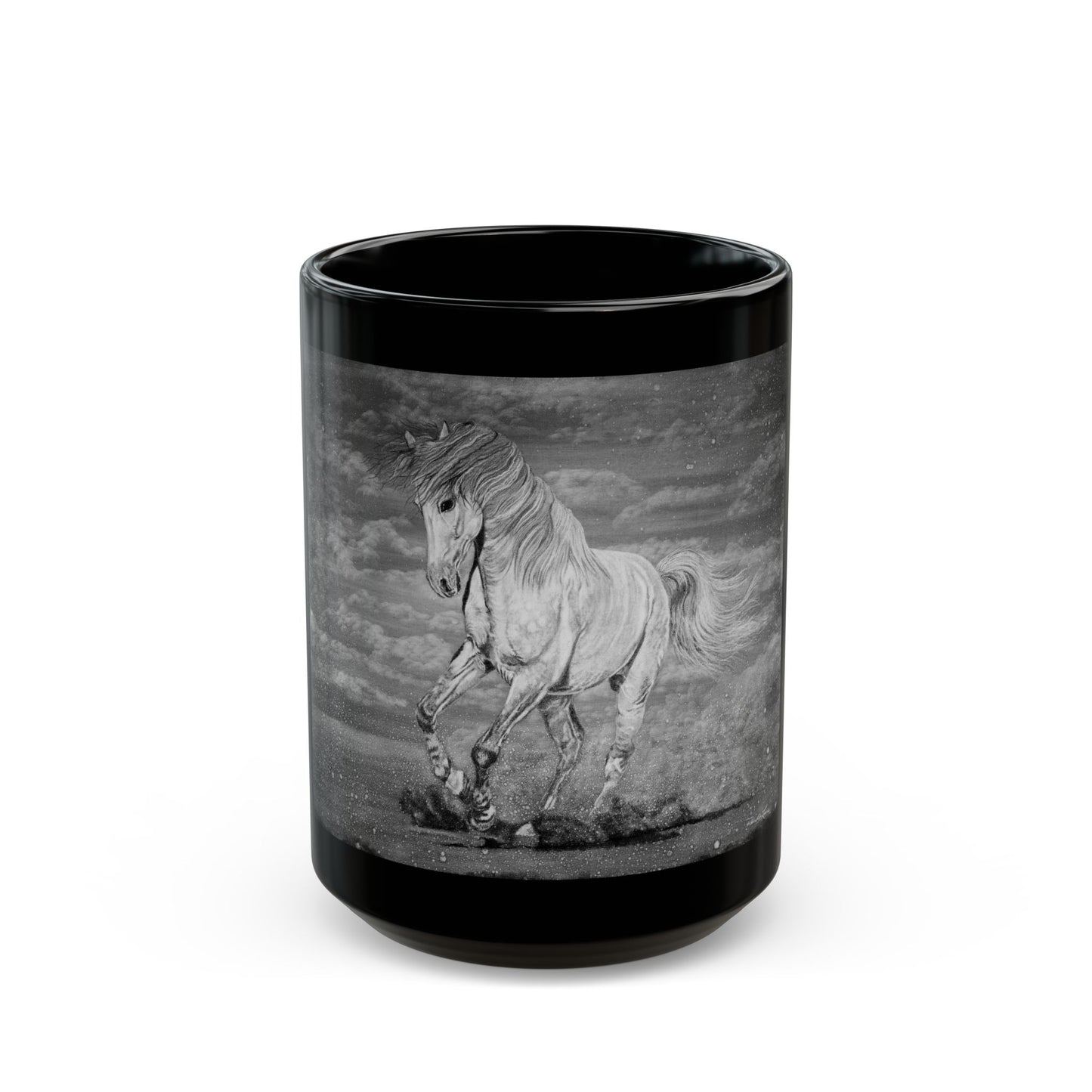 Equine Elegance. Prancing Horse Black Mug