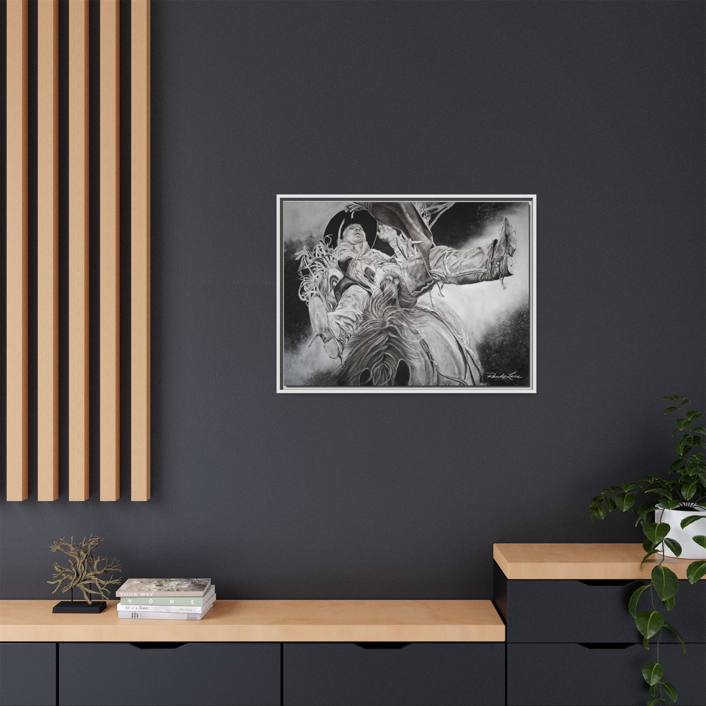 Battle Tested, Rodeo Bareback Rider Painting, Framed Matte Canvas Print