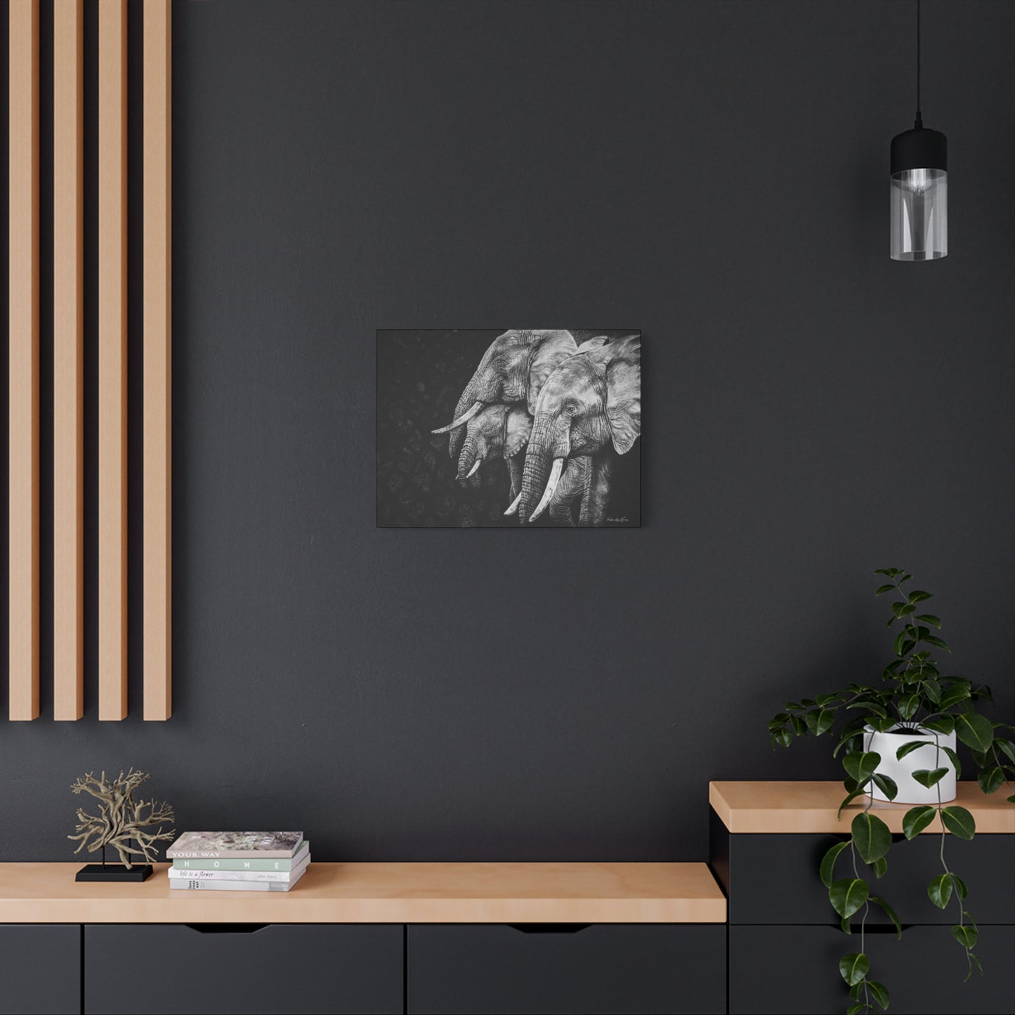 Brushland Bond. Elephant Art Stretched Canvas Print