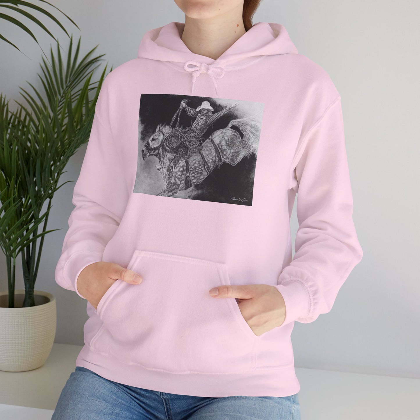 Big Grey, Rodeo Bareback Bronc Painting Hoodie Sweatshirt