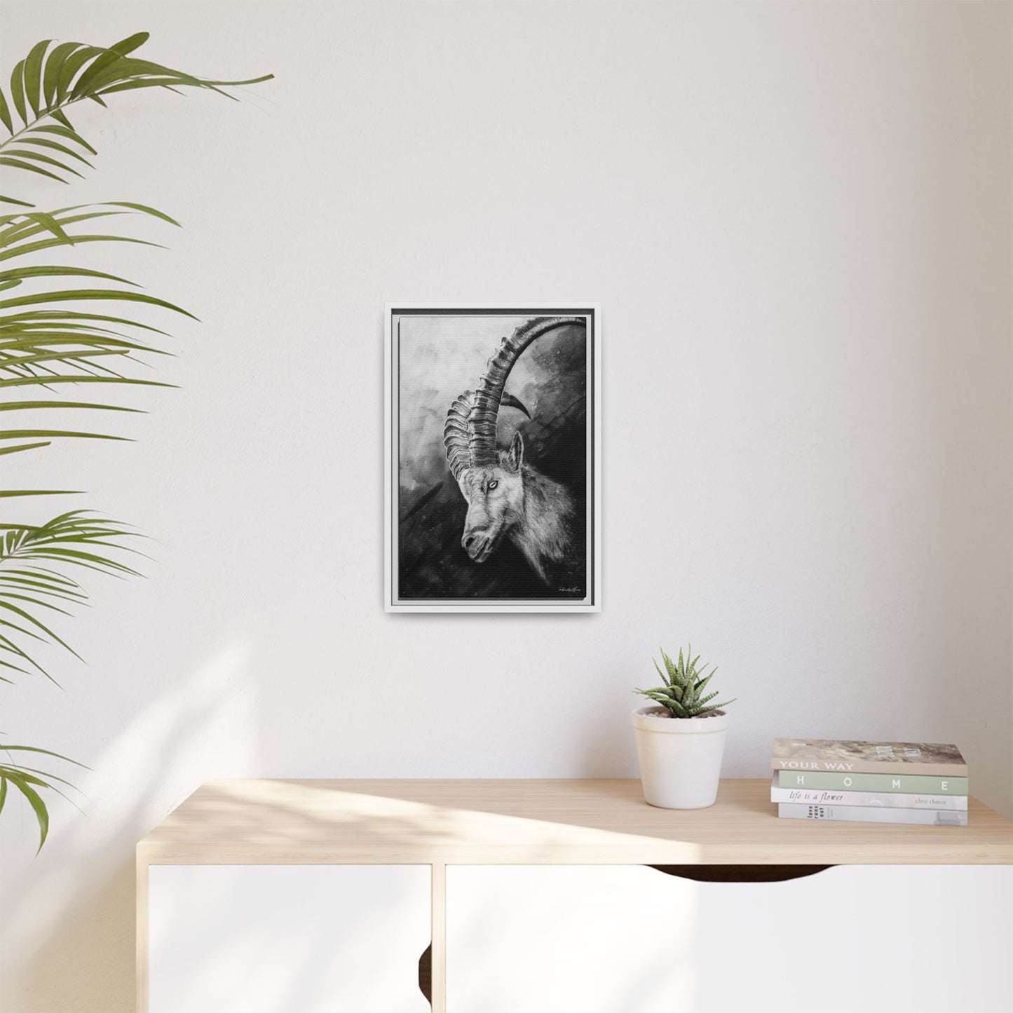 Apex,  Alpine Mountain Goat, Framed Matte Canvas Art Print,