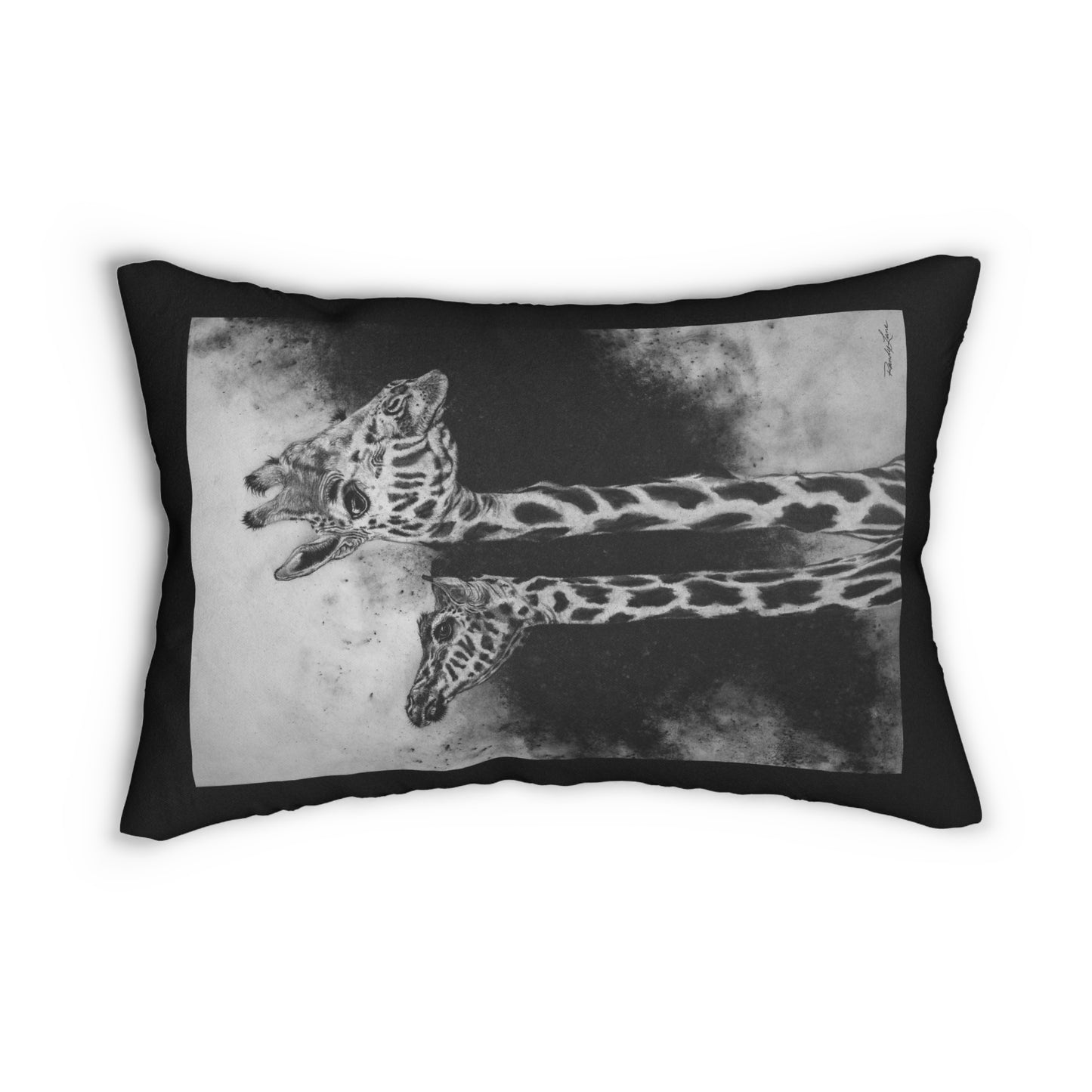 Grace in the Grassland, Giraffe Spun Polyester Lumbar Pillow