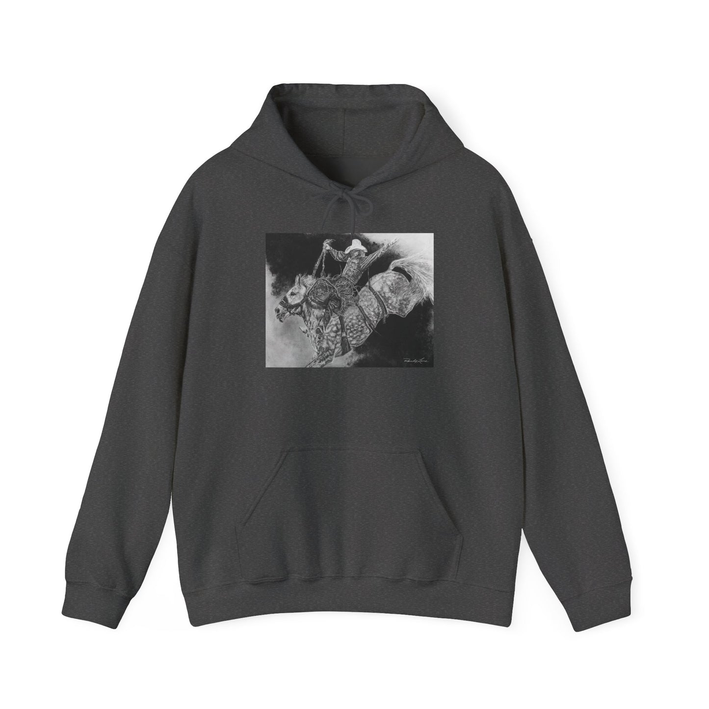 Big Grey, Rodeo Bareback Bronc Painting Hoodie Sweatshirt