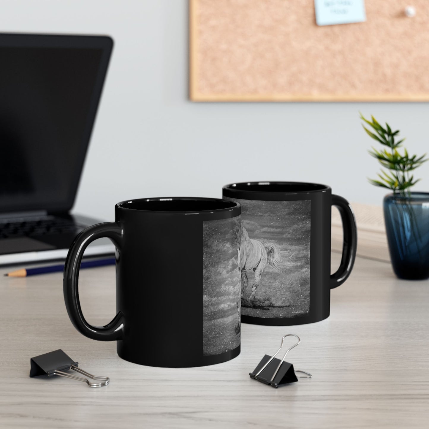 Equine Elegance. Prancing Horse Black Mug