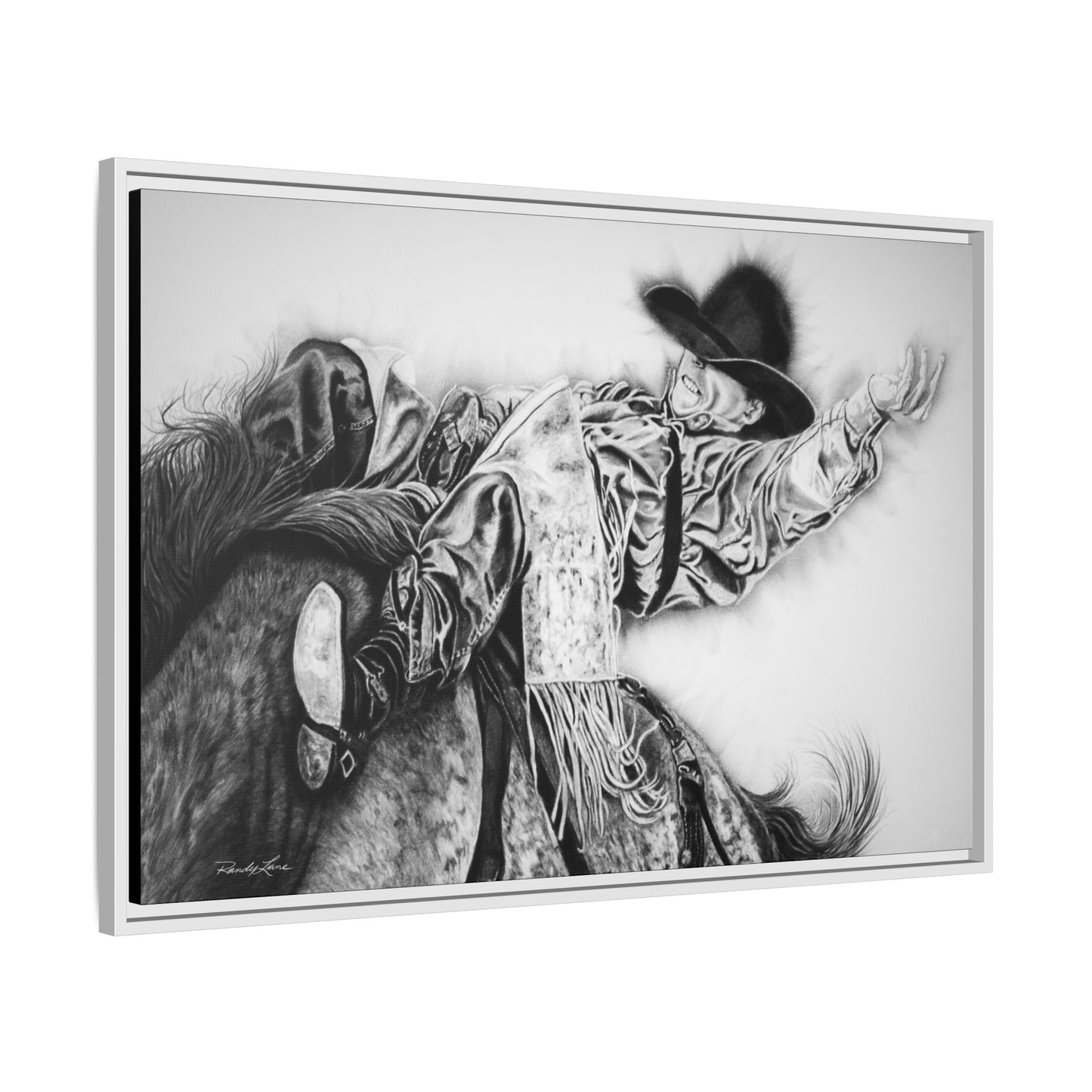Go Time. Stretched Matte Canvas Framed Rodeo Art Print
