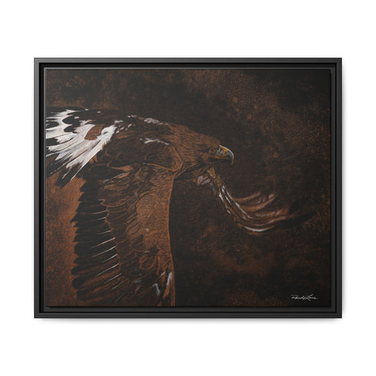 Golden Flight, Framed Golden Eagle Art Print, Canvas Wall Decor,