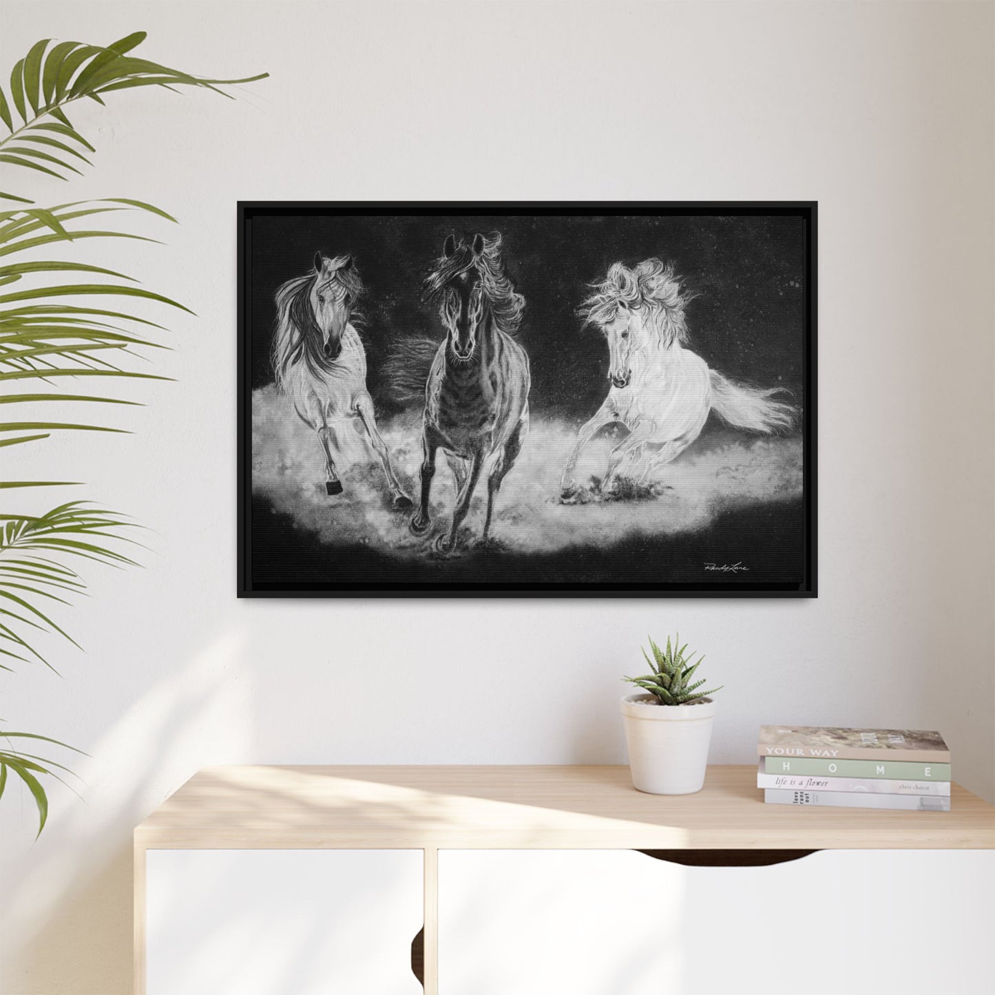 Midnight Run. Framed Stretched Matte Canvas Fine Art Horse Print