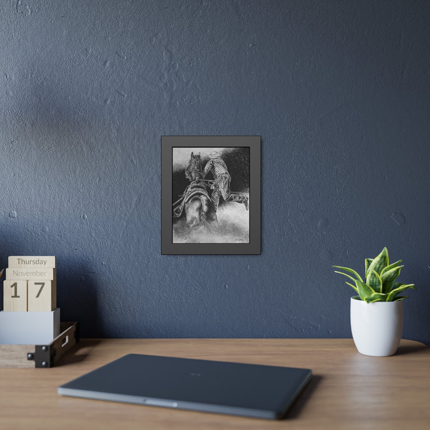 The Dismount. Steer Roper Framed Fine Art Print