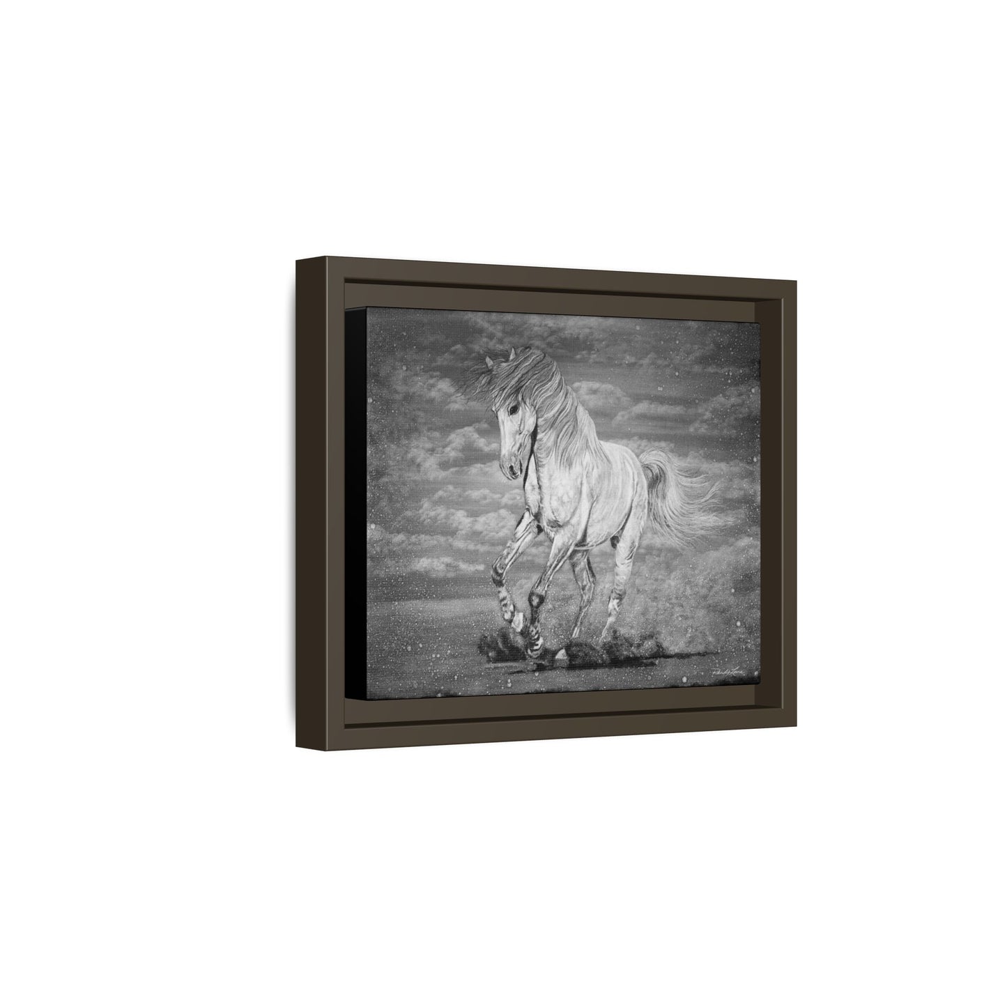 Equine Elegance. Prancing Horse Framed Stretched Matte Canvas Print