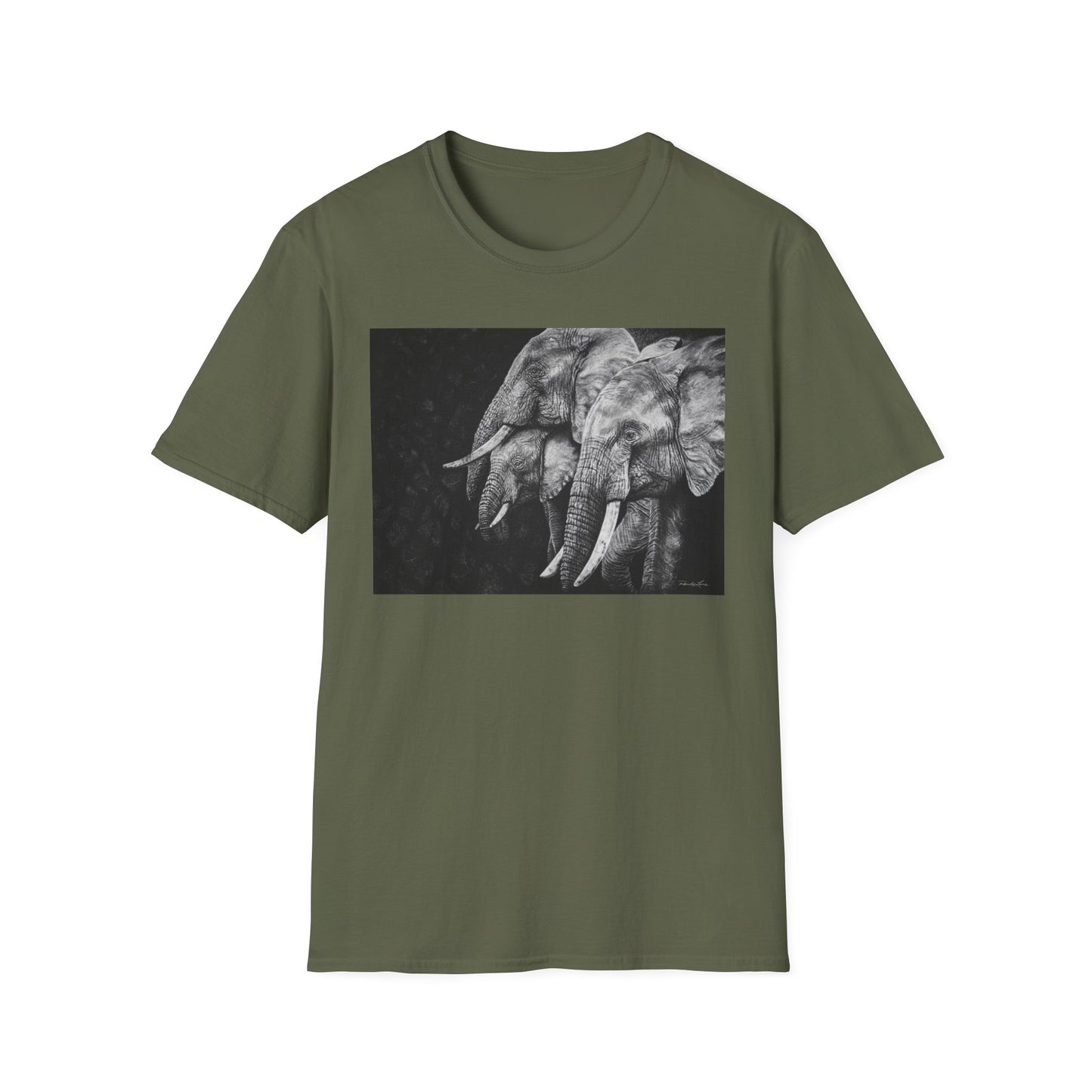 Brushland Bond. Elephant Art Unisex Softstyle T-Shirt