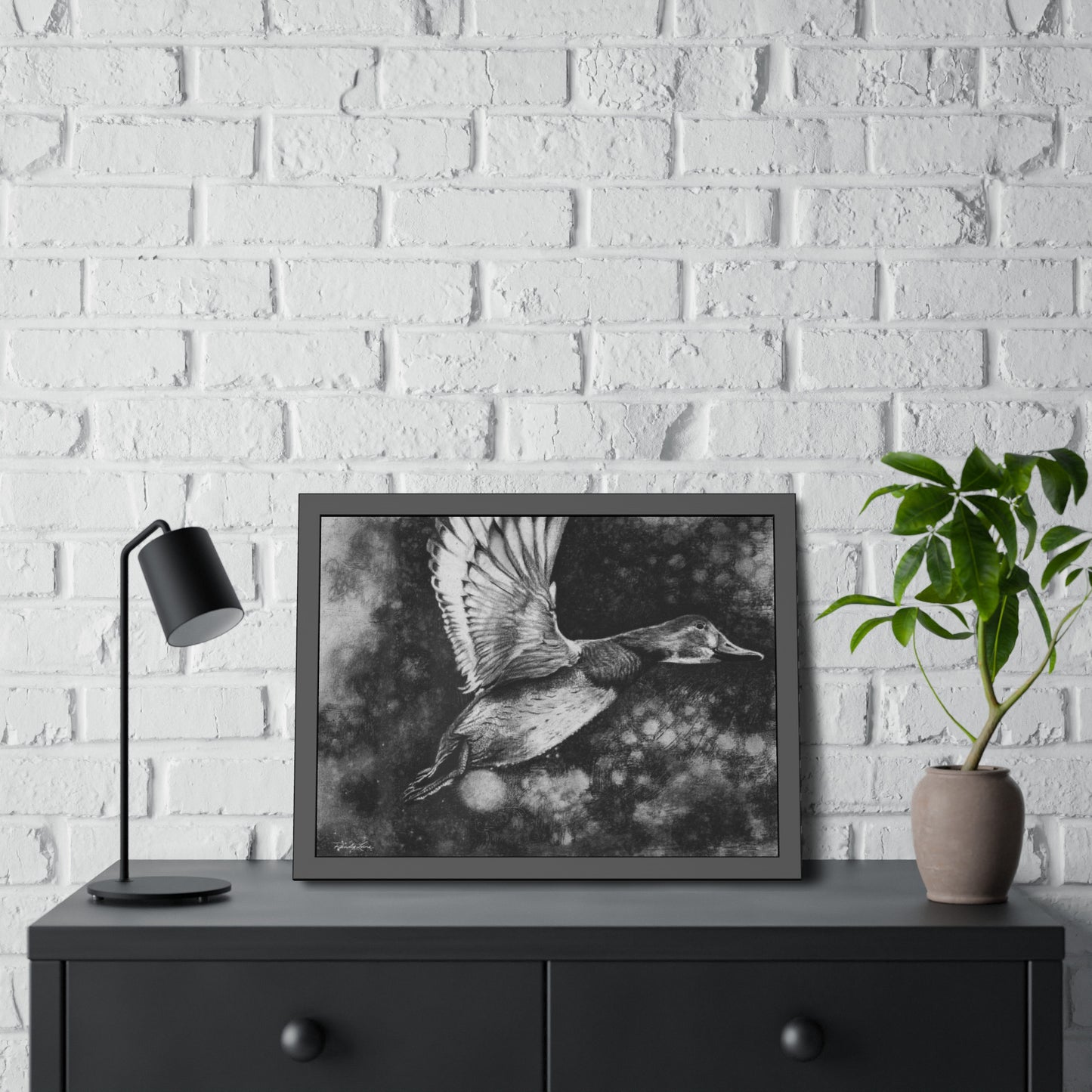 Flare, Framed Fine Art Print Duck in Flight