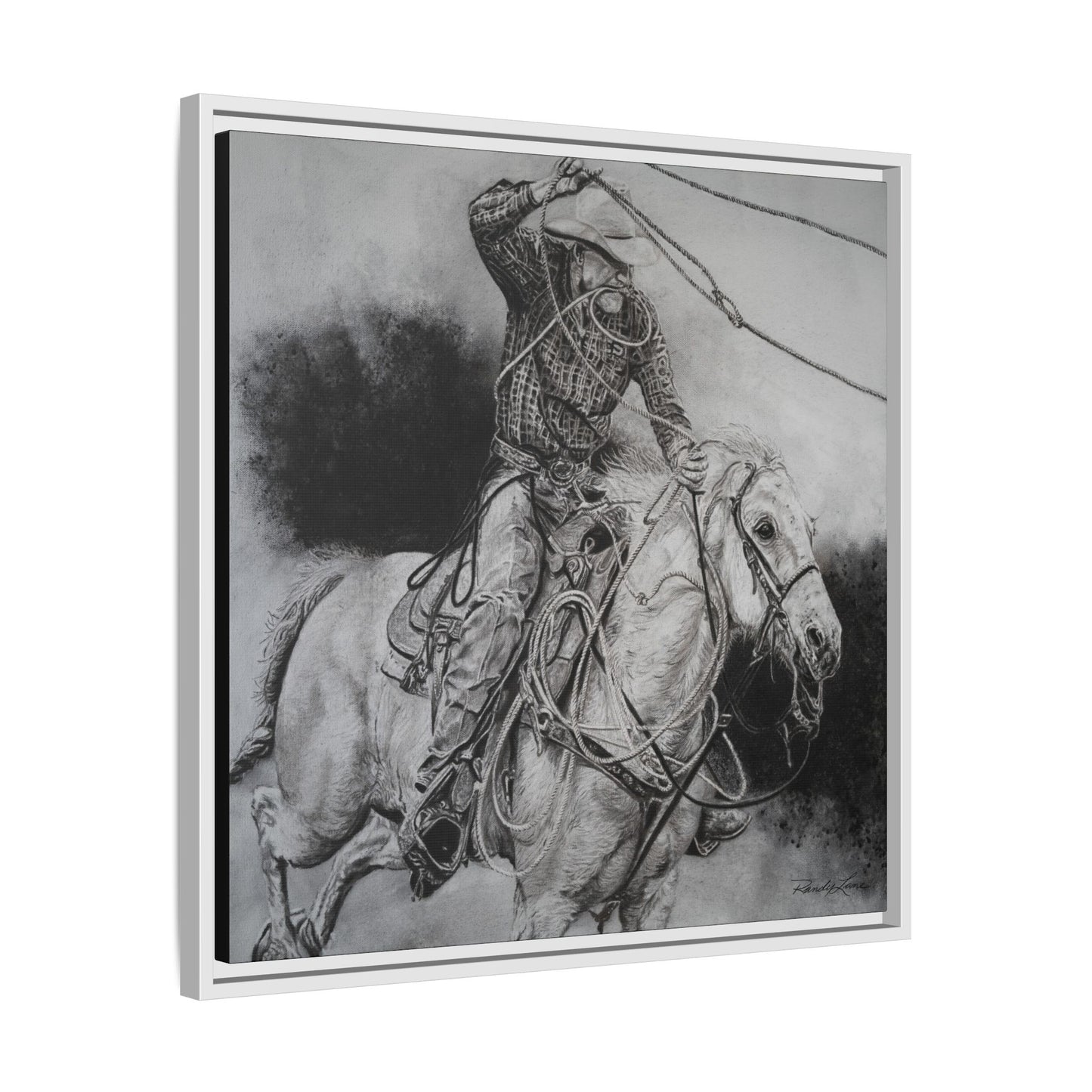 Let it Fly, Rodeo Tie-down Roper Painting, Matte Framed Stretched Canvas