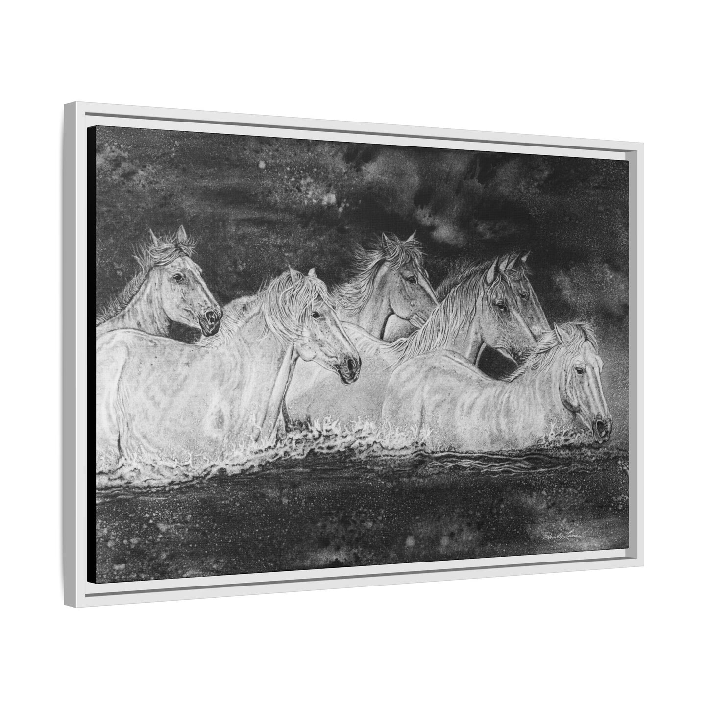 Night Swim, Framed Horse Canvas Art