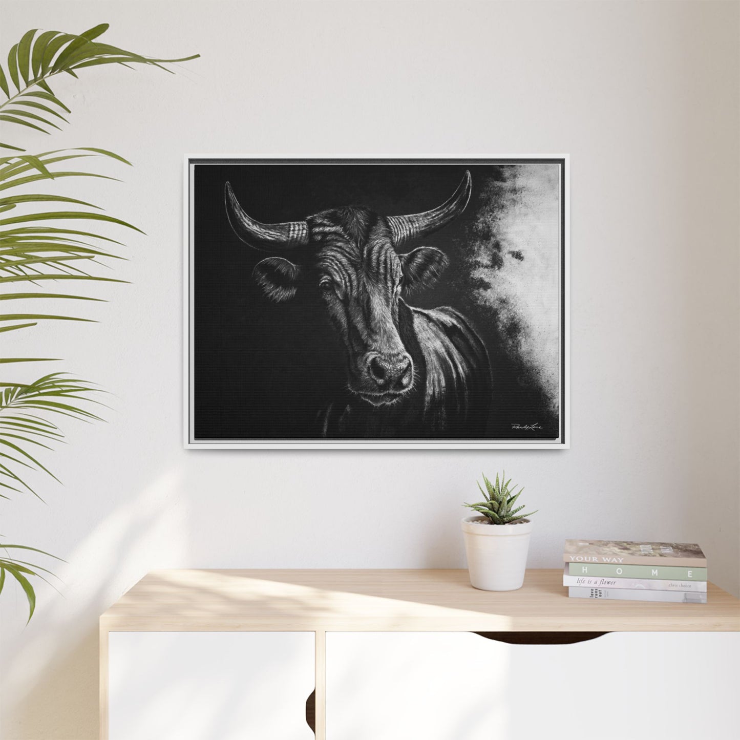 Stonebreaker. Bucking Bull Framed Stretch Matte Canvas Print
