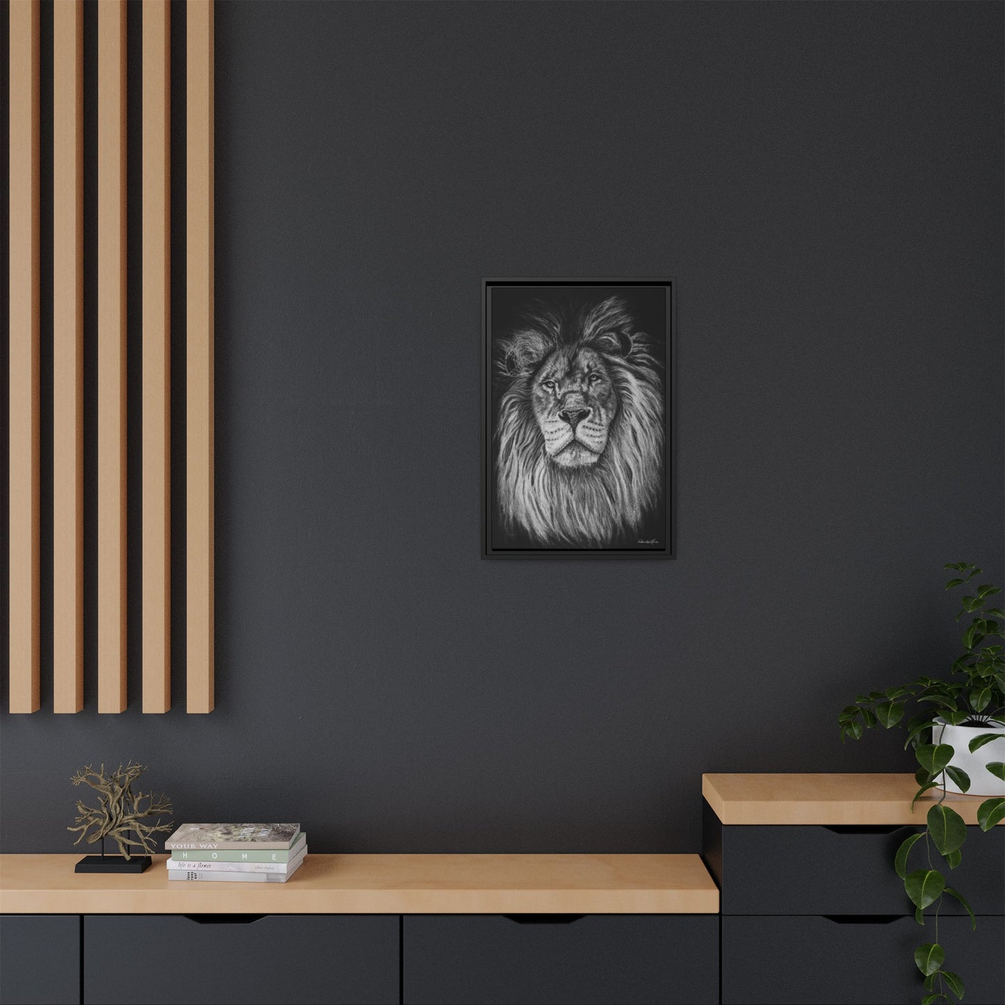 The Mane Event, Matte Canvas Lion Prints, Framed (Multi-color)