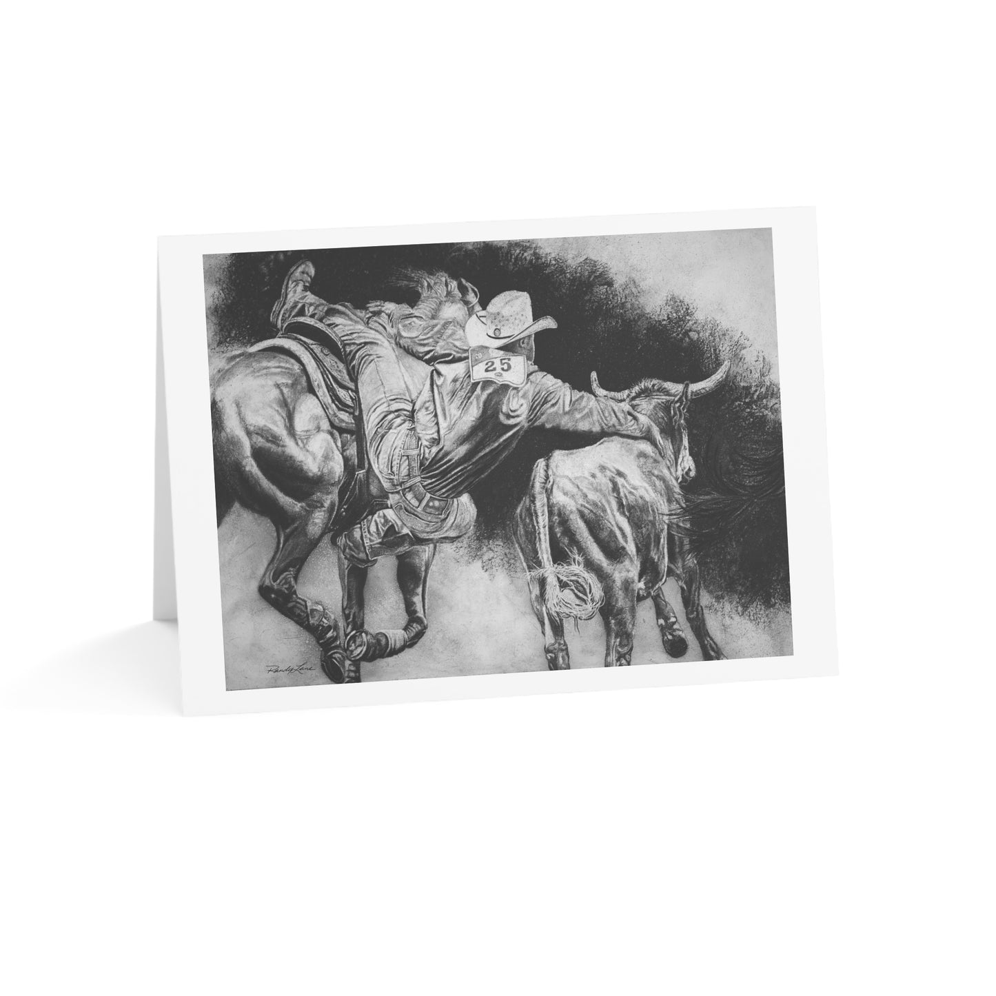 Contact. Cowboy Bulldogger Rodeo Art Greeting Cards - Set of 1, 10, 30, or 50