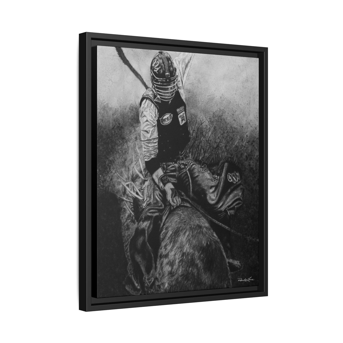 Gettin Frosty. Bull Rider Framed Stretched Matte Canvas Print
