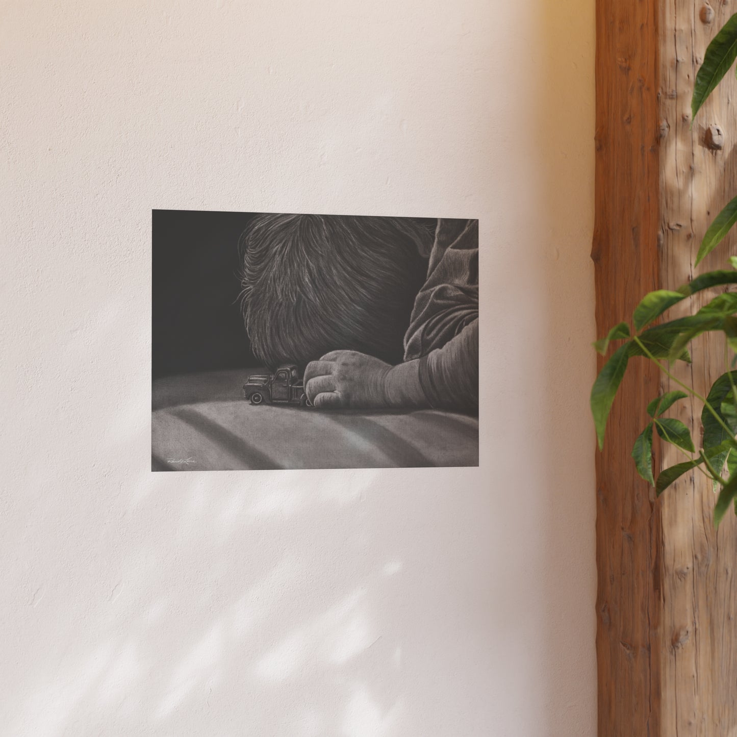The Gift, Boy with Toy Truck Fine Art Print - Satin/Matte Art Print