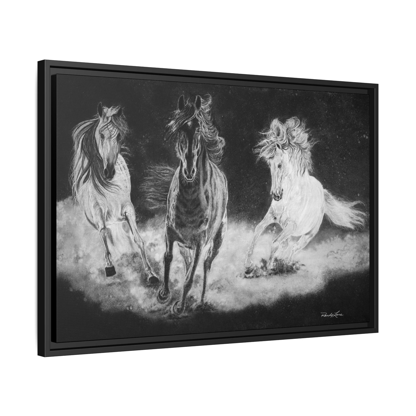 Midnight Run. Framed Stretched Matte Canvas Fine Art Horse Print