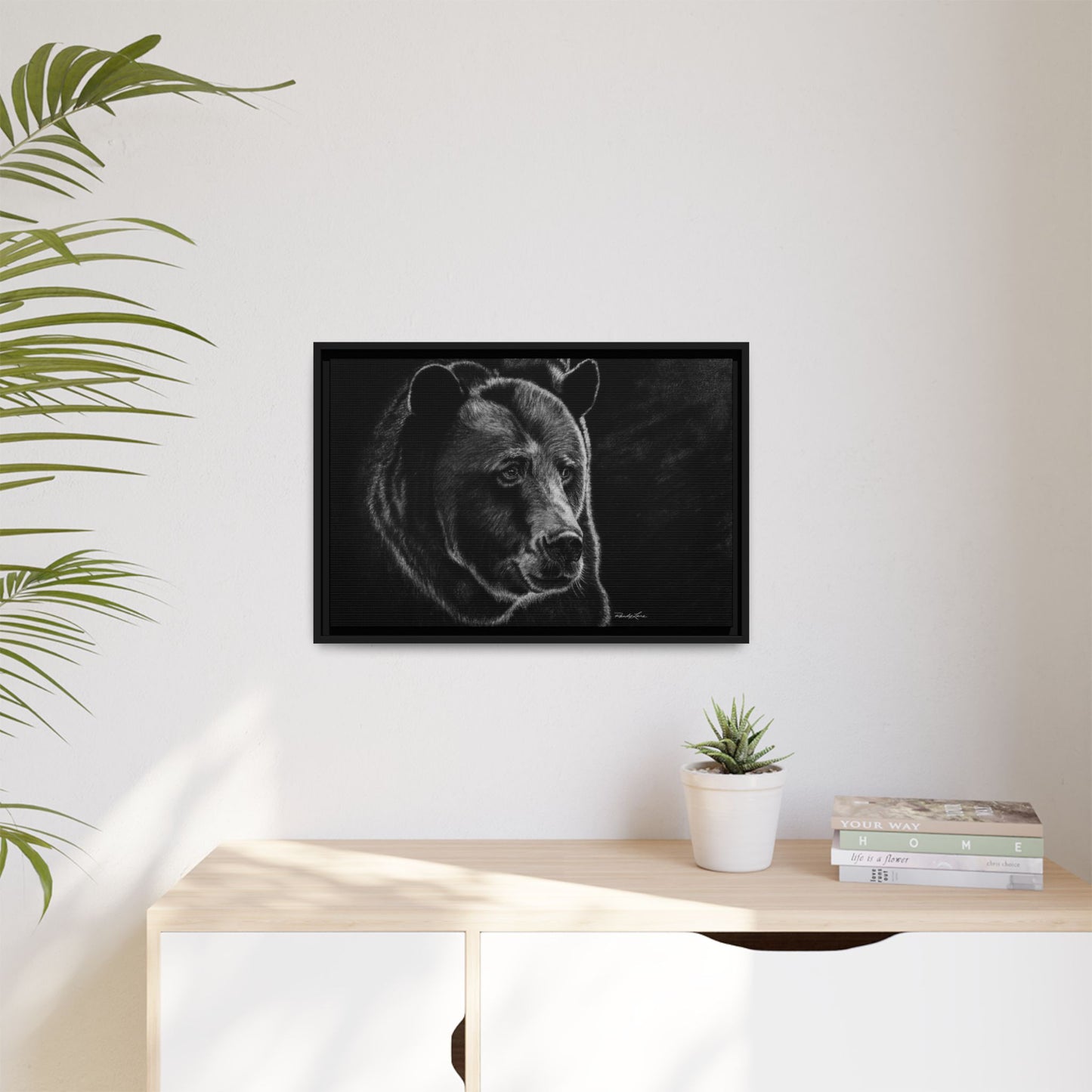 Dominance, Bear Portrait Stretched Framed Matte Canvas Print