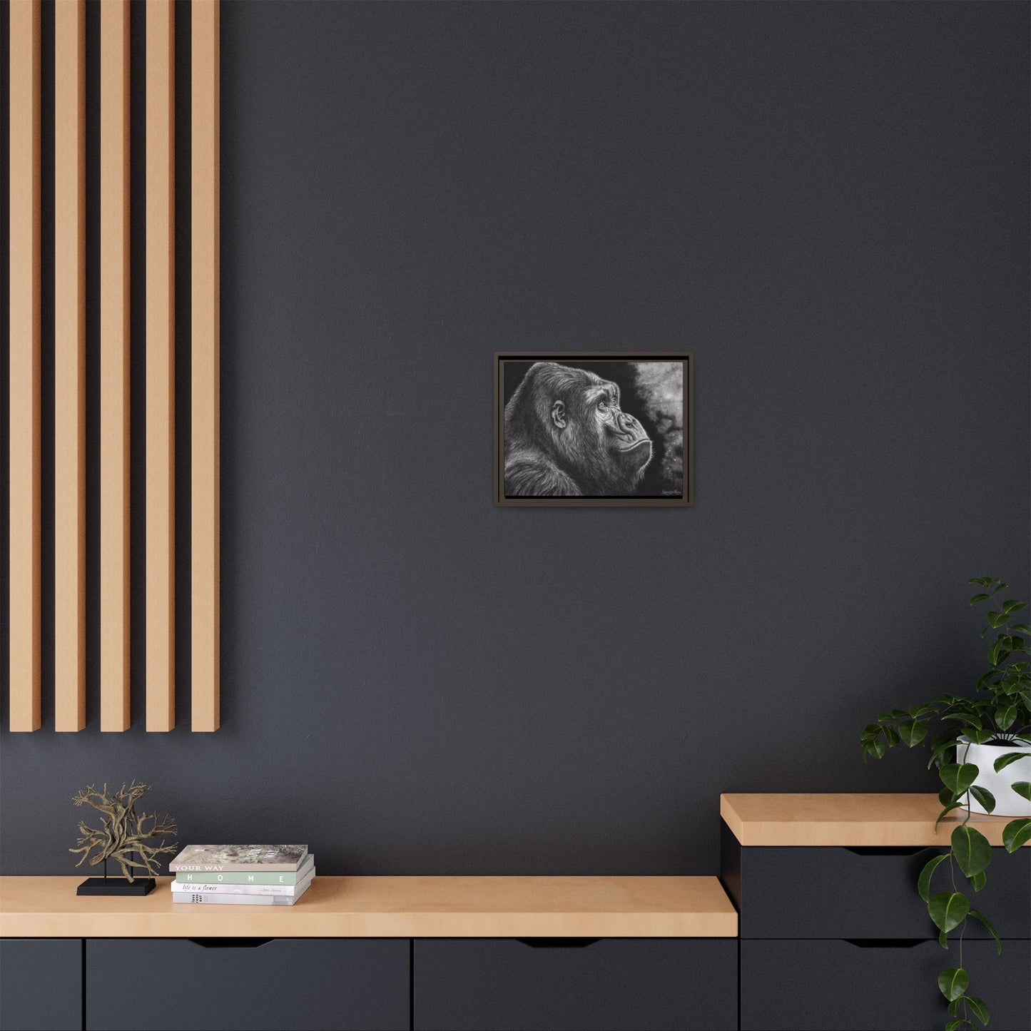 Gorilla, Framed Art Canvas Wall Decor