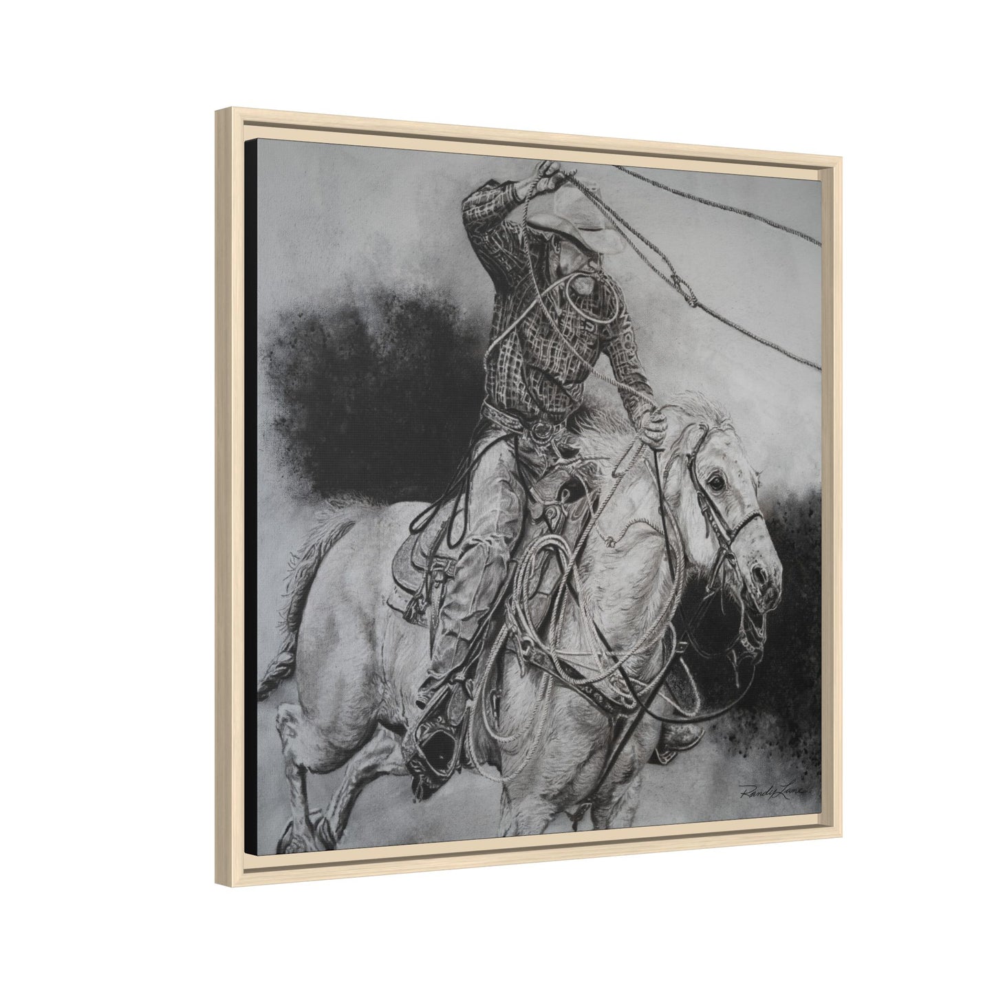 Let it Fly, Rodeo Tie-down Roper Painting, Matte Framed Stretched Canvas