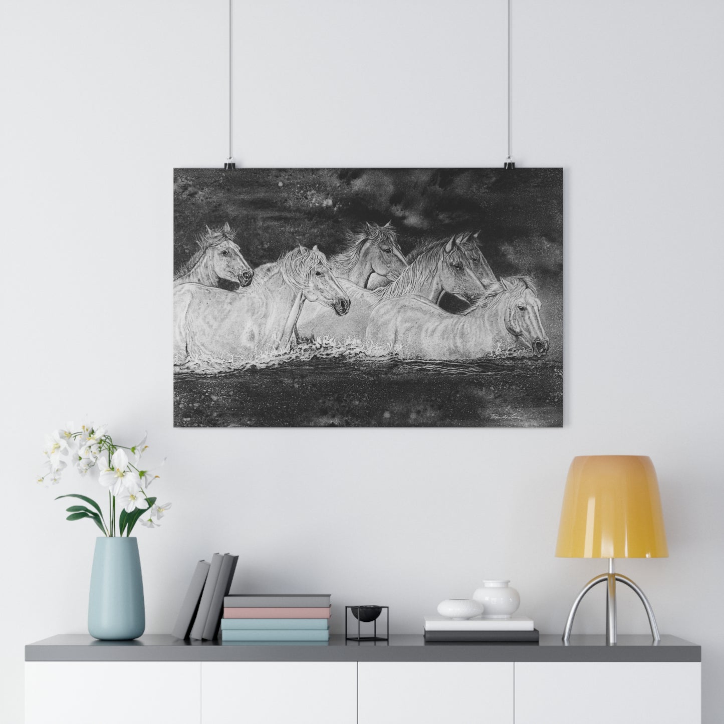 Night Swim, Horse Theme Giclée Art Print