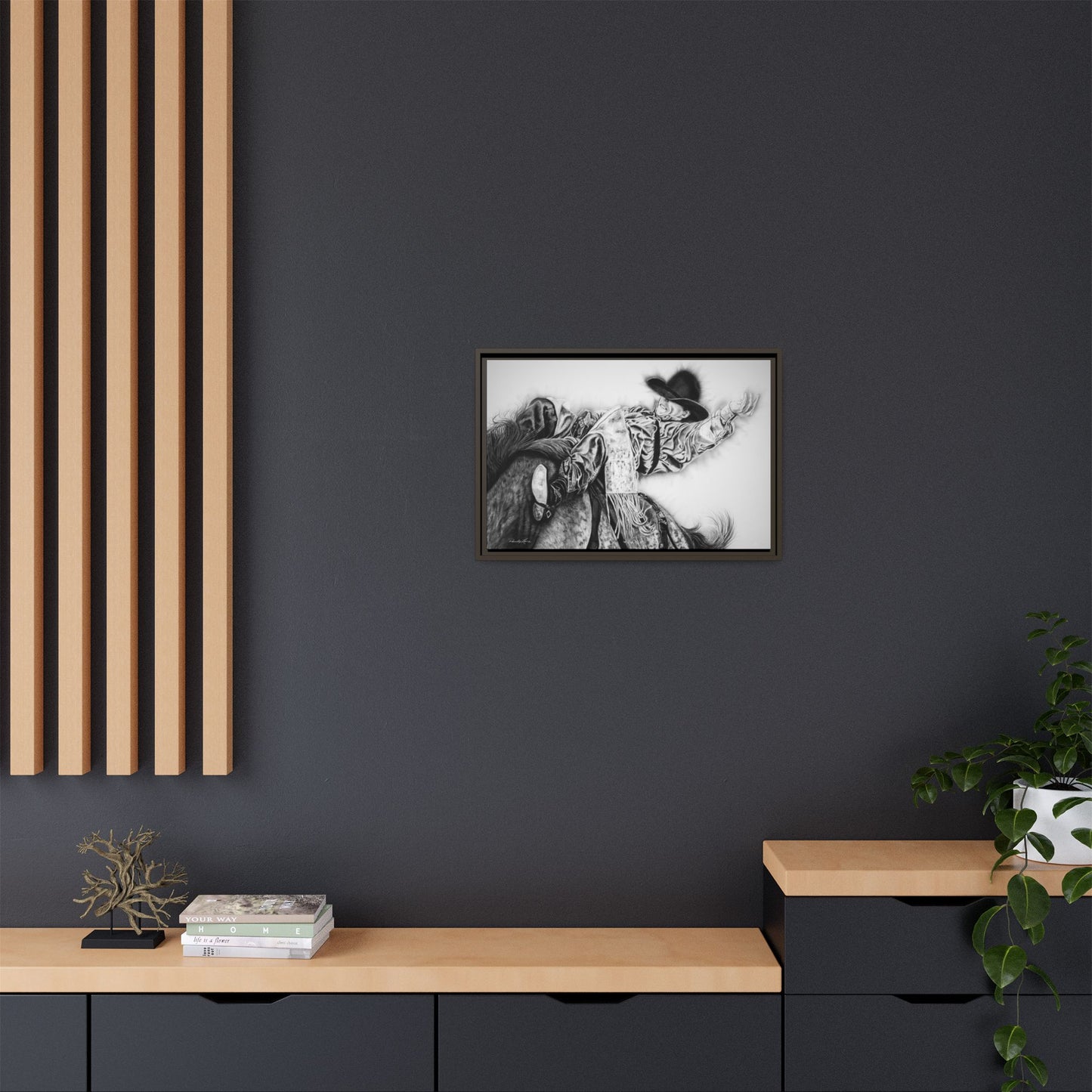 Go Time. Stretched Matte Canvas Framed Rodeo Art Print