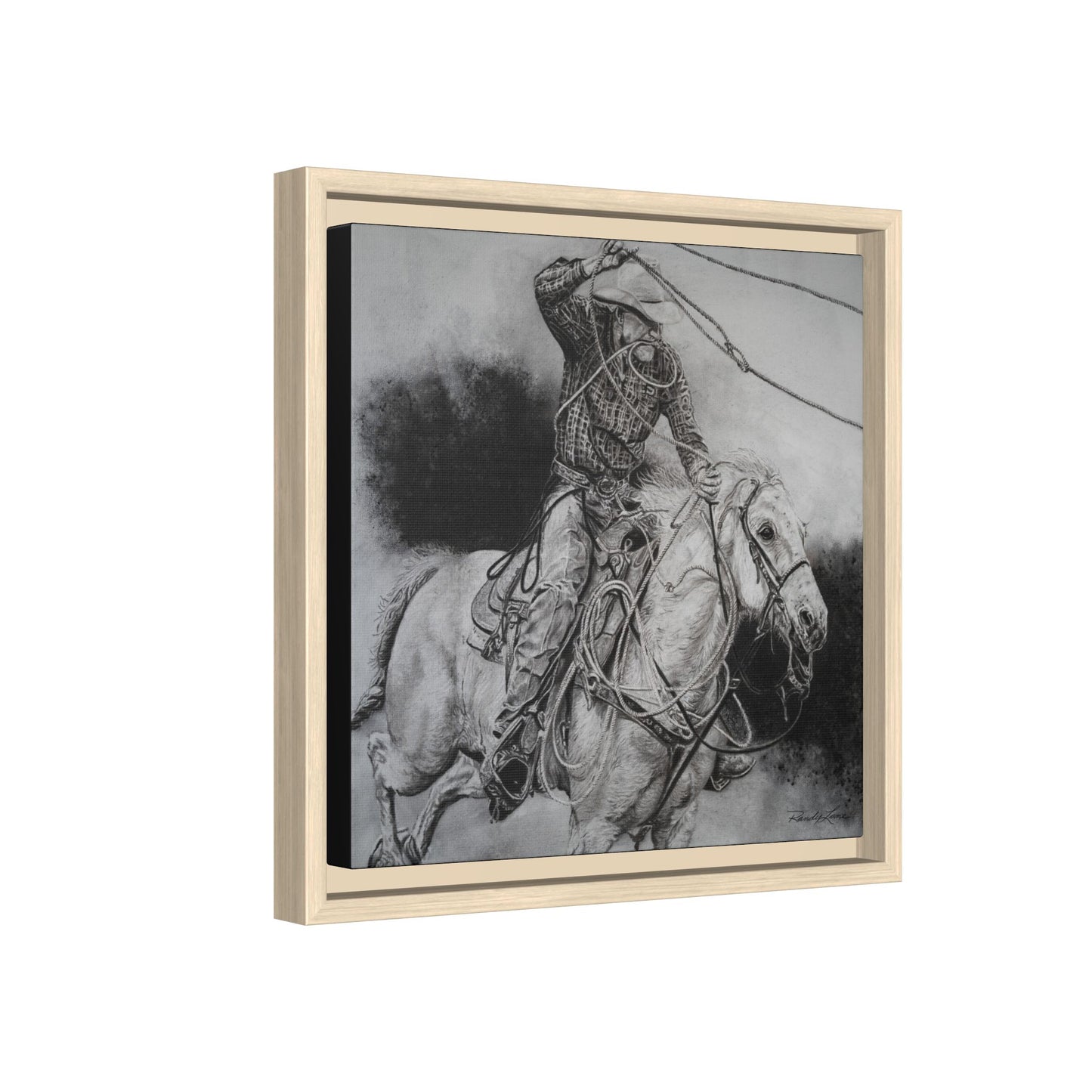 Let it Fly, Rodeo Tie-down Roper Painting, Matte Framed Stretched Canvas