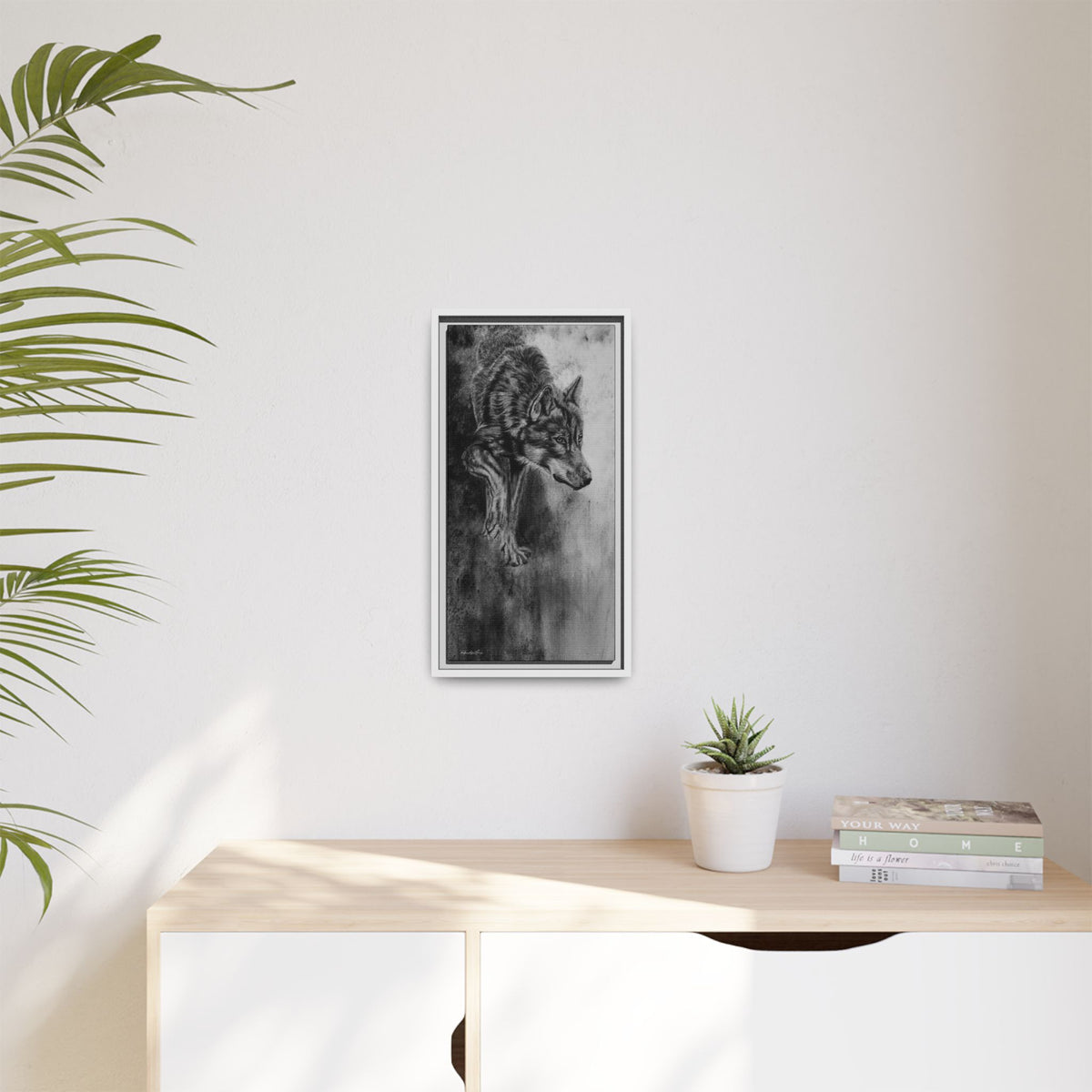 Specter, Wolf Portrait Framed Matte Canvas Wall Art