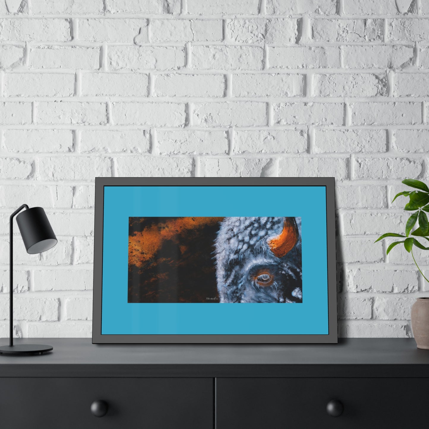 Storm Bison, Framed Fine Art Print