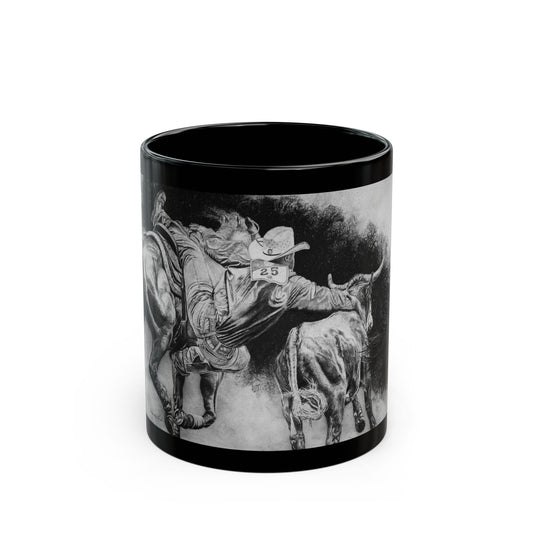 Contact. Cowboy Bulldogger Rodeo Art Black Mug - 11oz & 15oz