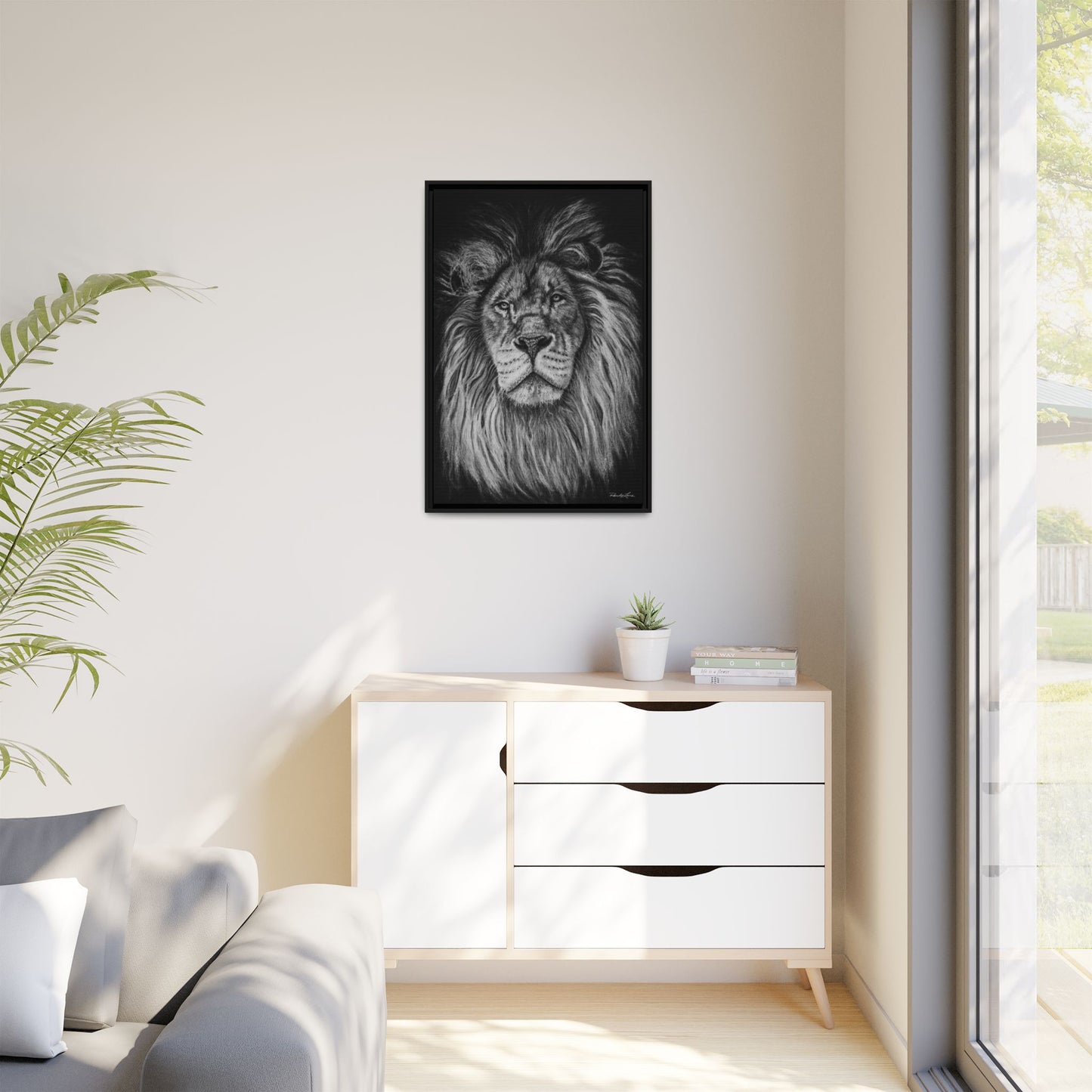 The Mane Event, Matte Canvas Lion Prints, Framed (Multi-color)