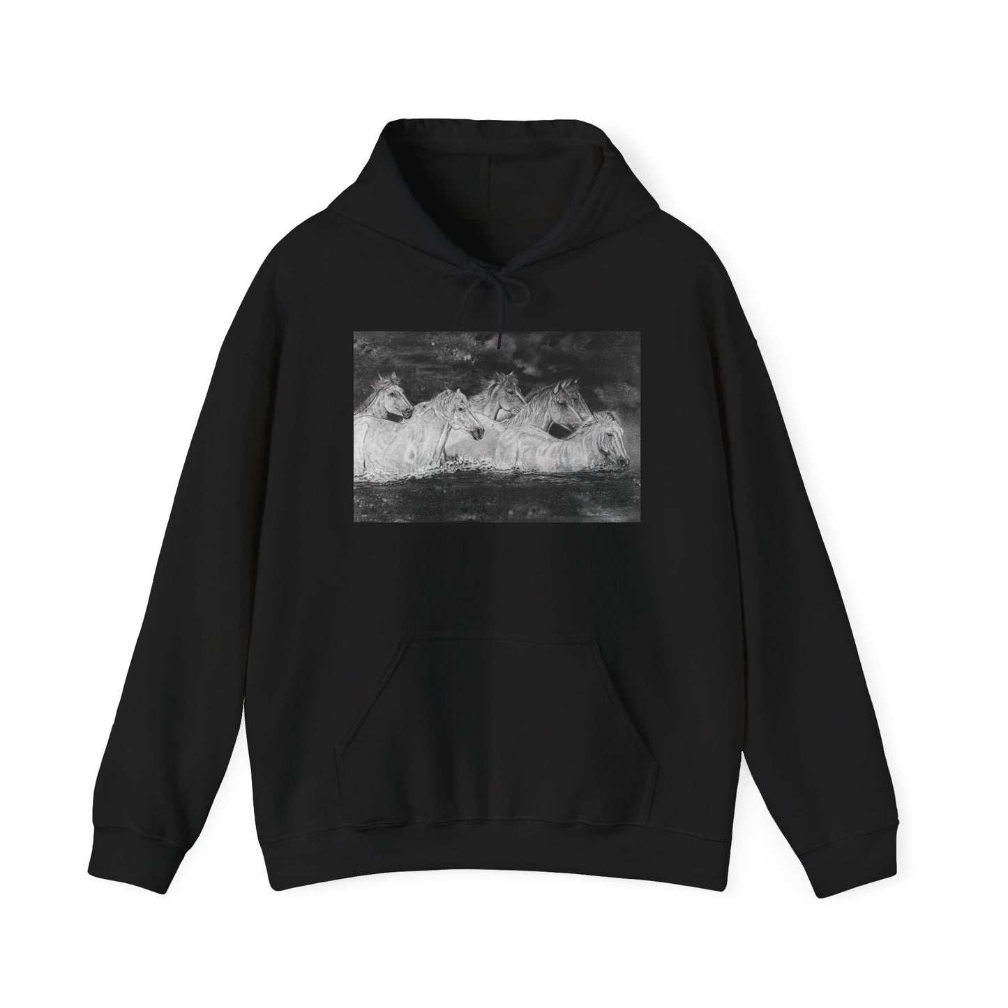Night Swim, Horse Unisex Hooded Sweatshirt