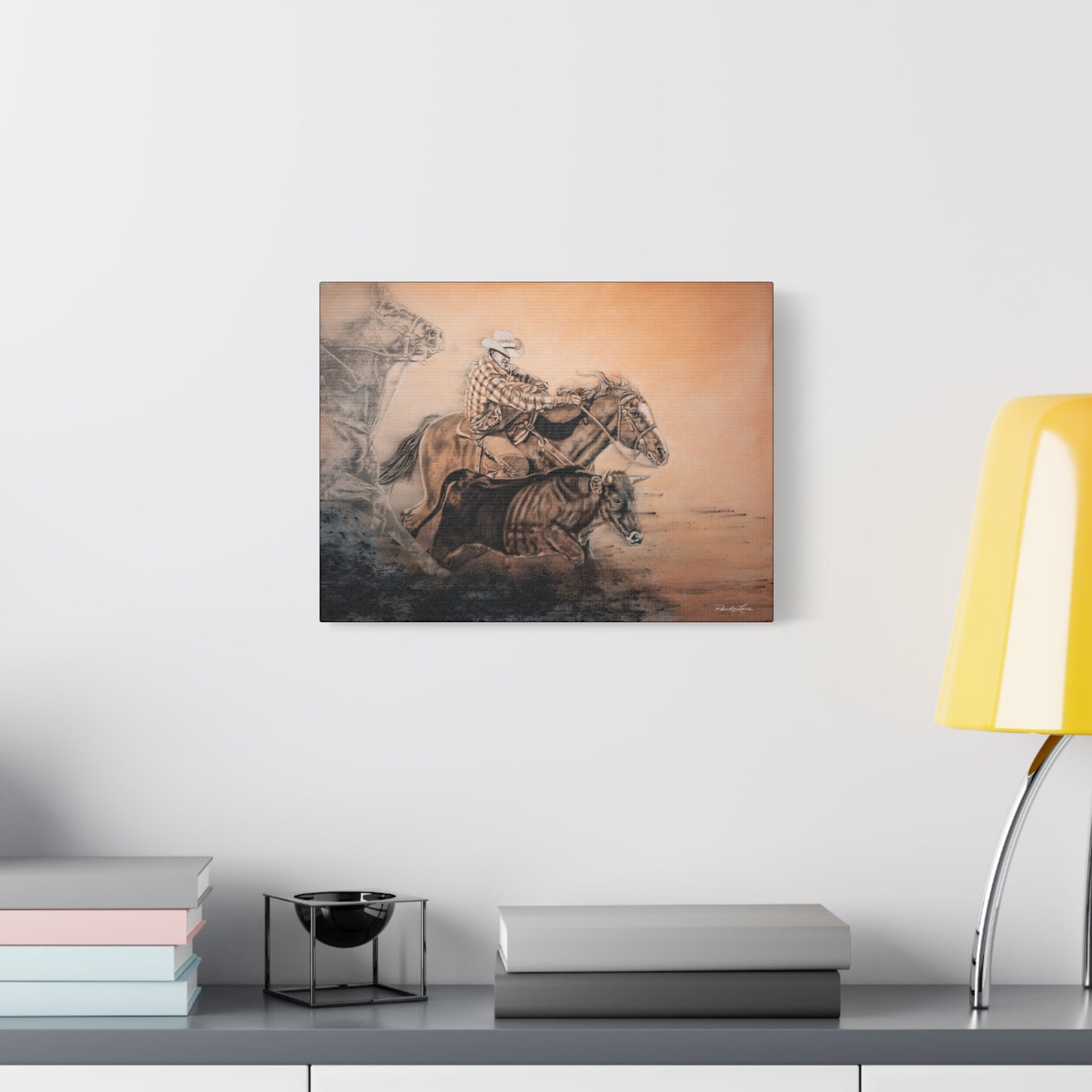 Get Some. Bulldogging Art Stretched Matte Canvas Print