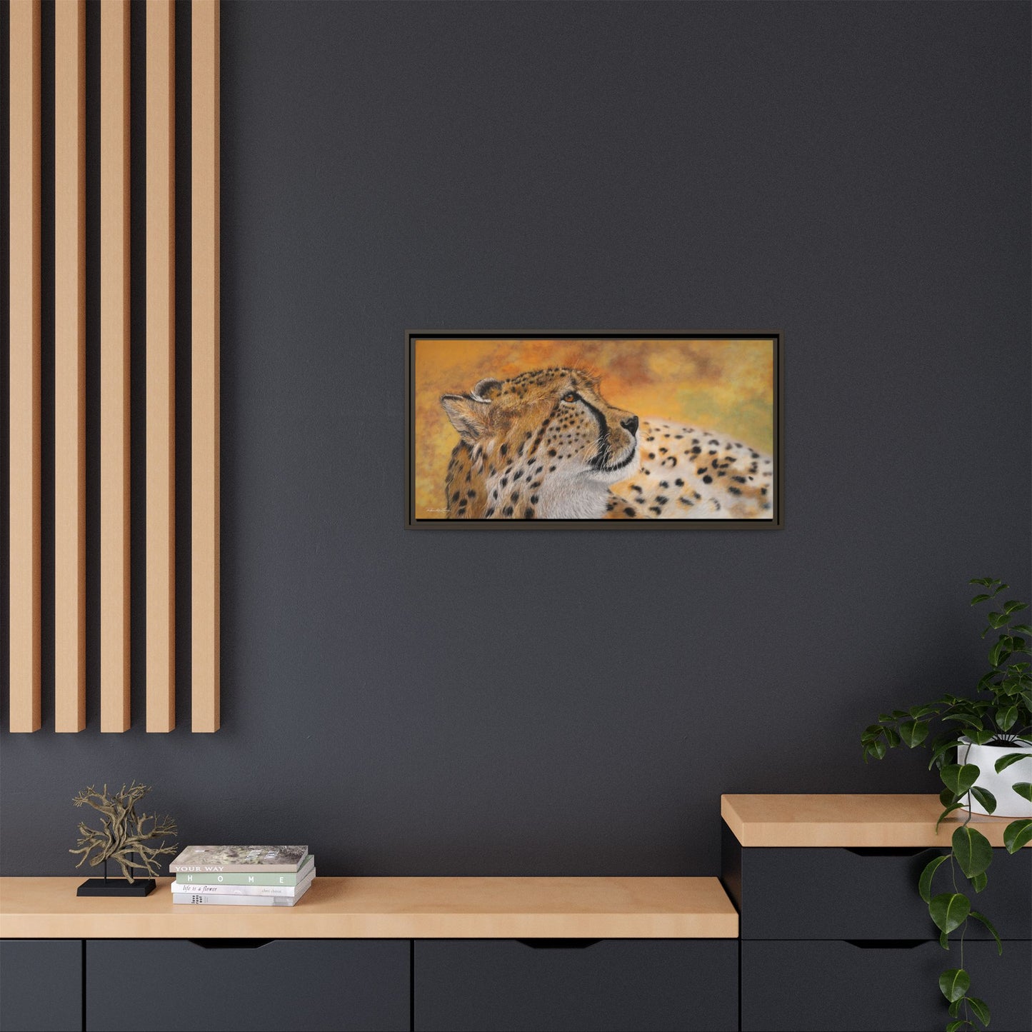 Cheetah Chill, Framed Cheetah Canvas Art