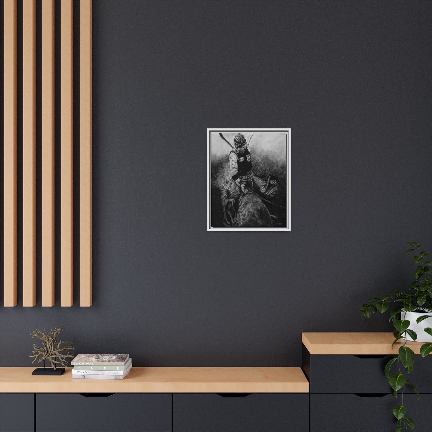 Gettin Frosty. Bull Rider Framed Stretched Matte Canvas Print