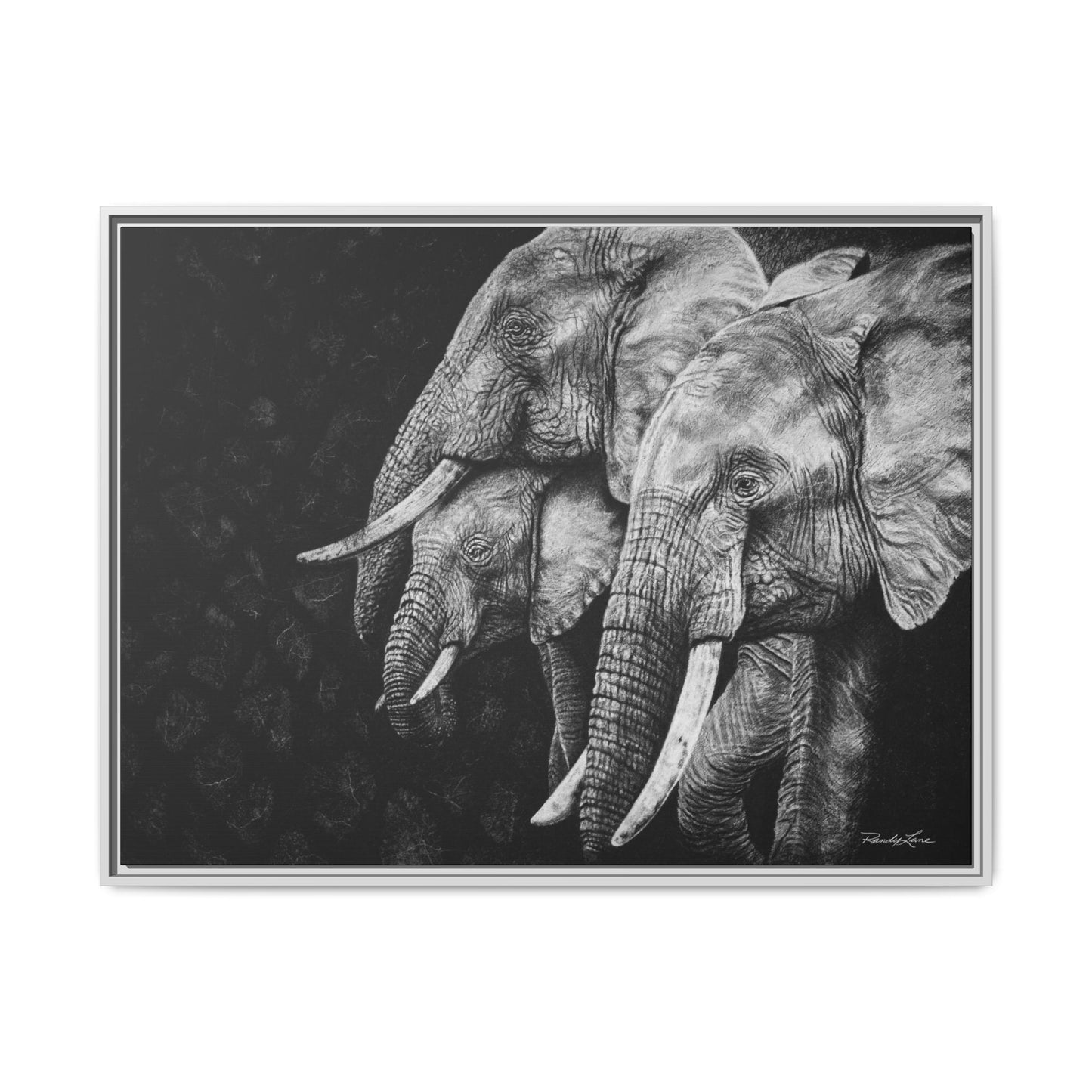 Brushland Bond. Elephant Art Framed Stretched Matte Canvas Print