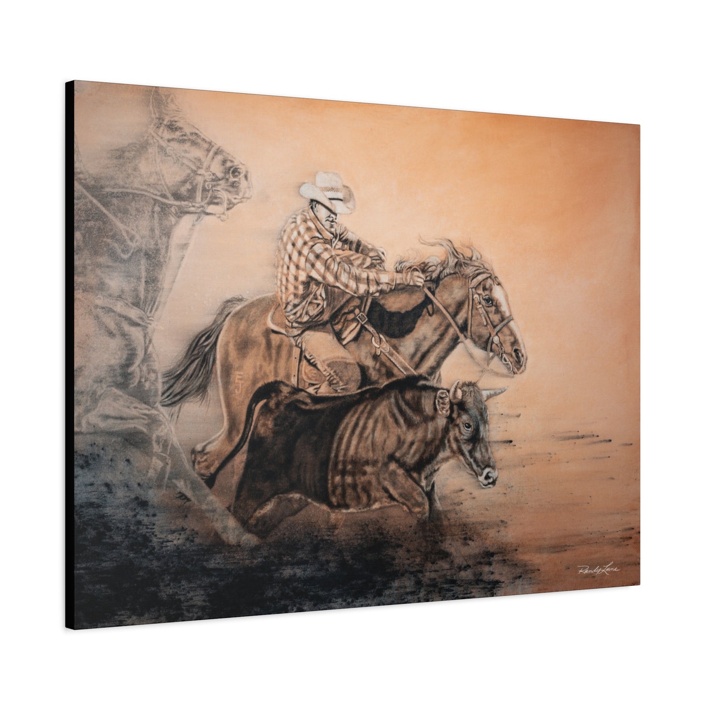 Get Some. Bulldogging Art Stretched Matte Canvas Print