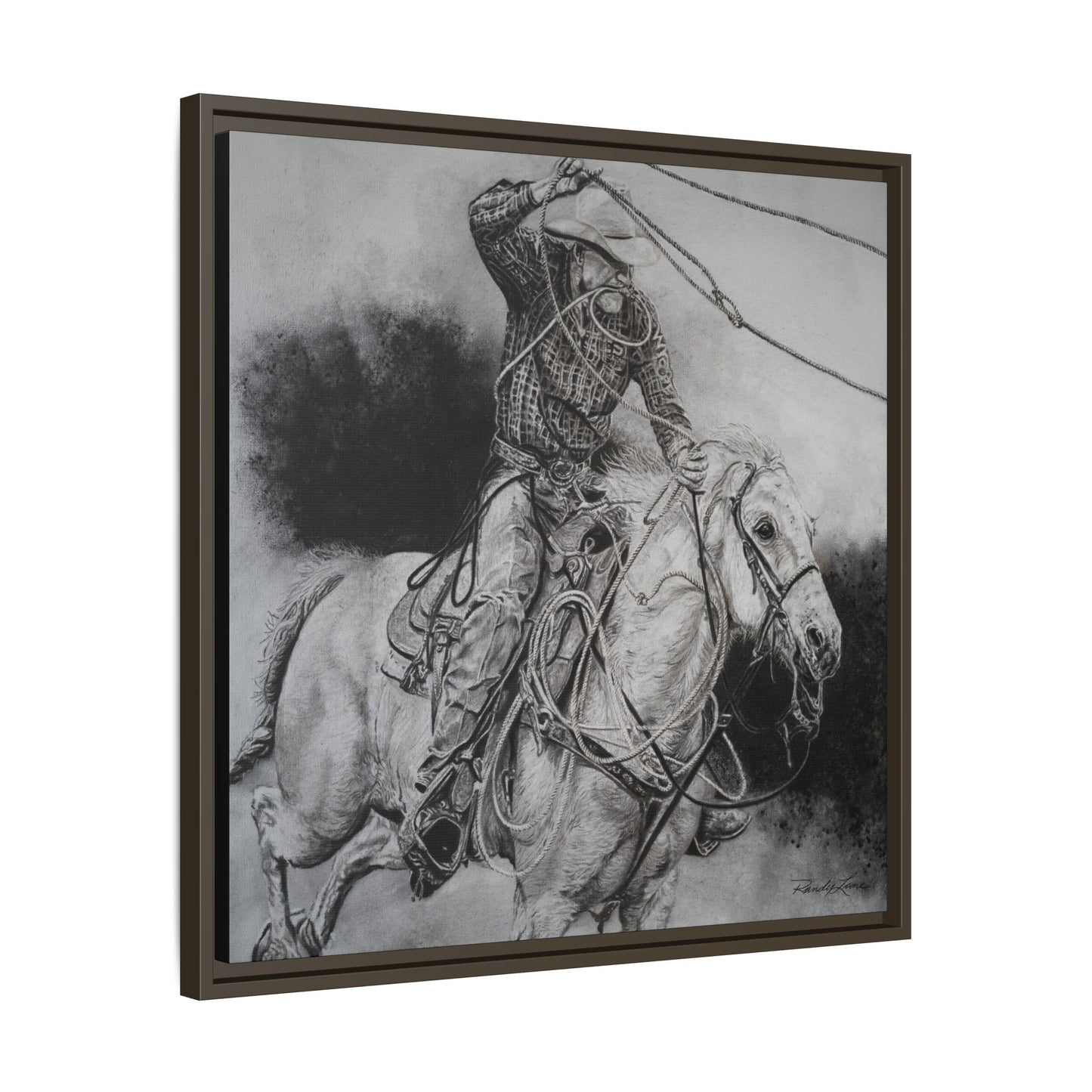 Let it Fly, Rodeo Tie-down Roper Painting, Matte Framed Stretched Canvas