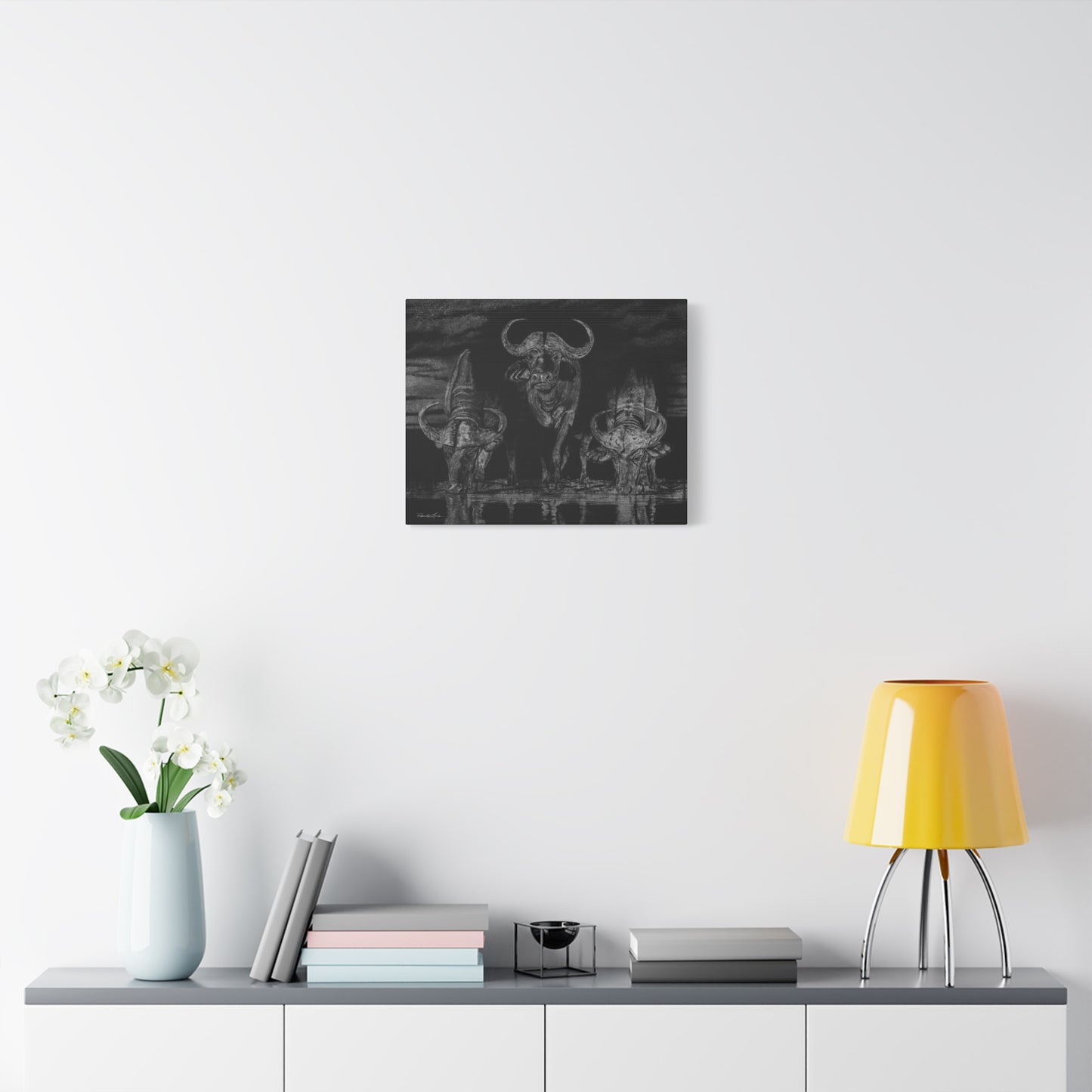 The Waterhole, Cape Buffalo,  Canvas Art