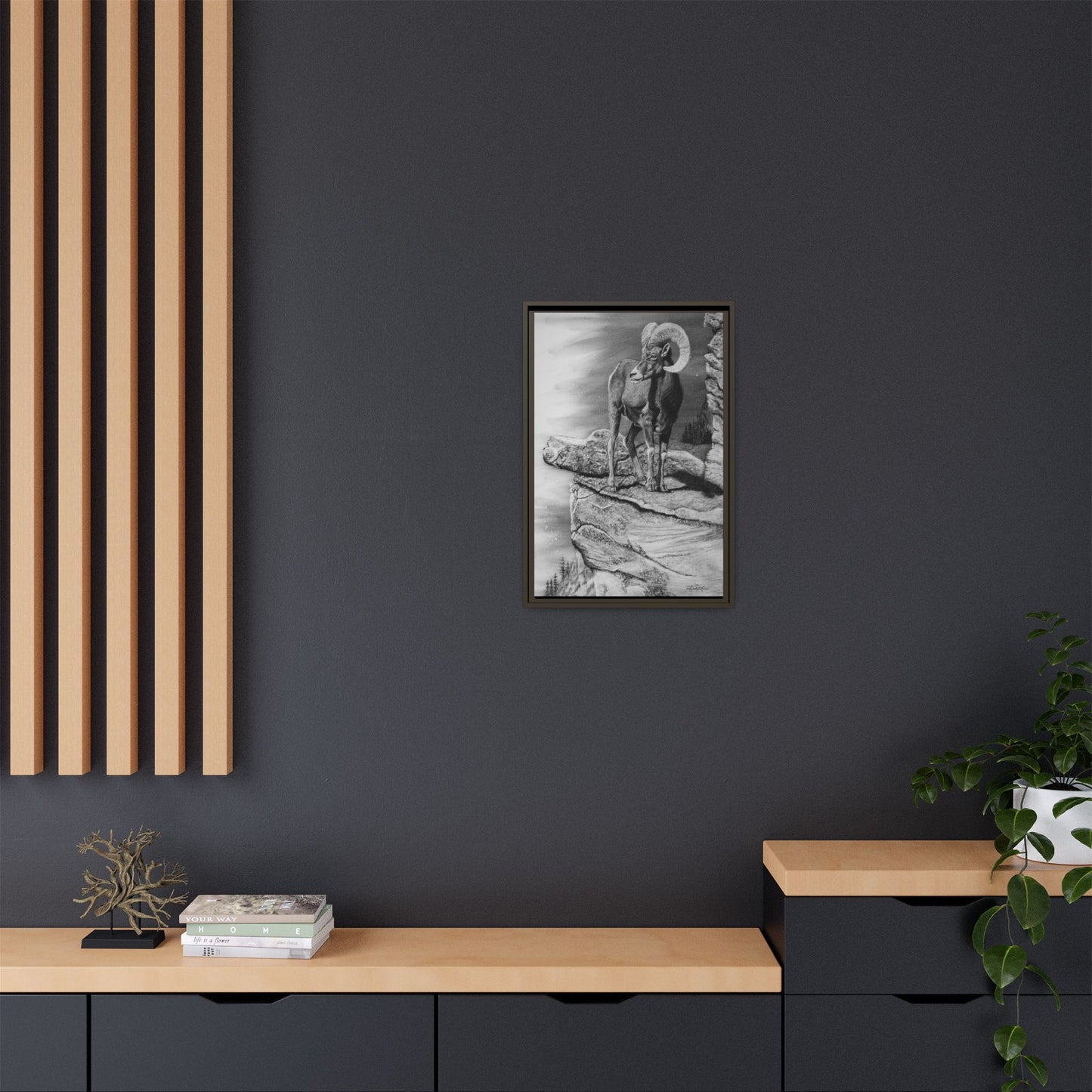 Legendary, Bighorn Sheep Framed Matte Stretched Canvas