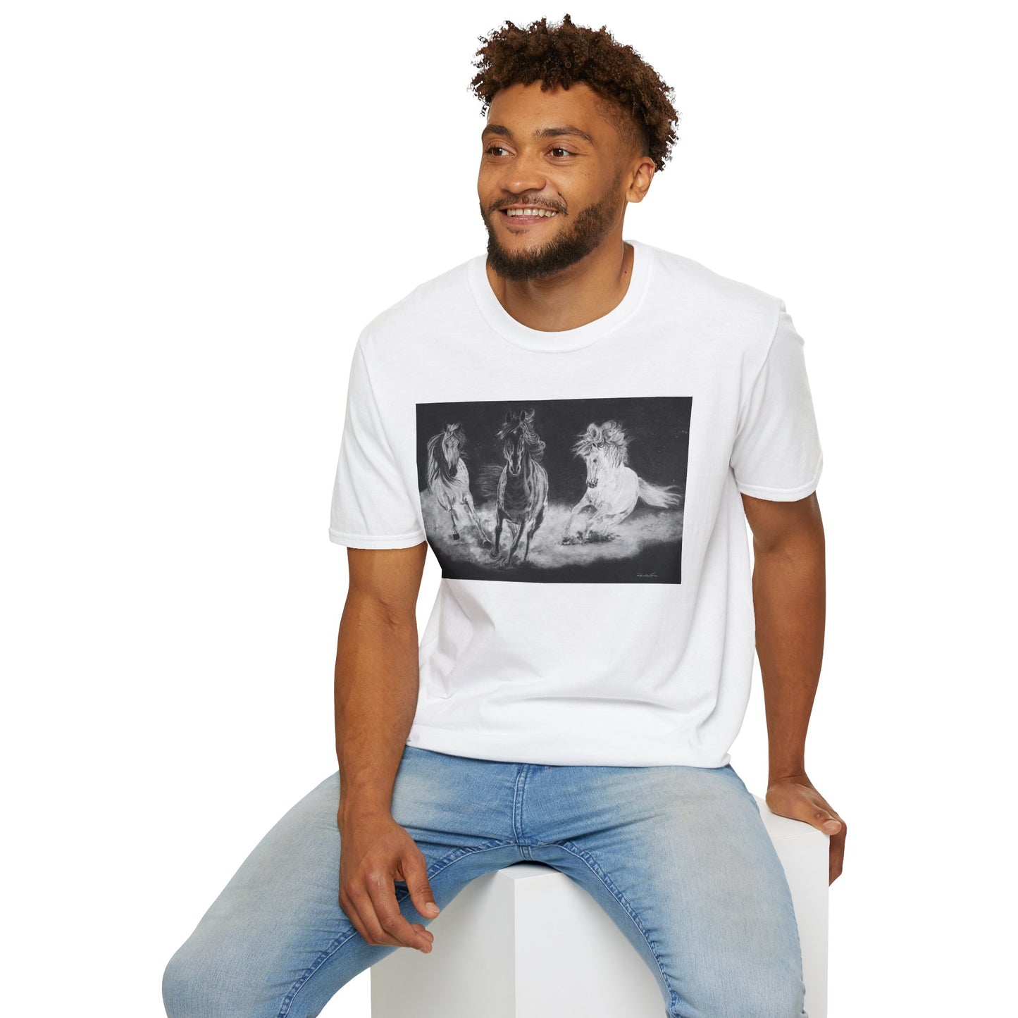 Midnight Run. Horse Graphic Unisex T-Shirt, Soft Cotton Shirt