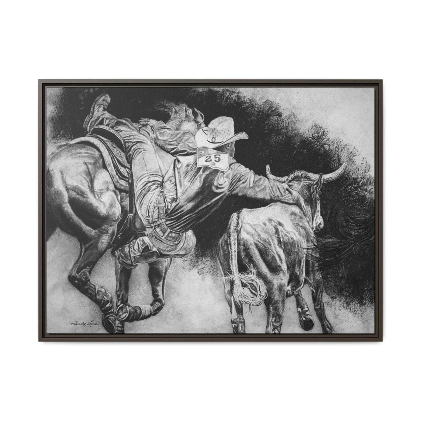 Contact. Cowboy Bulldogger Rodeo Art Framed Stretched Canvas Art