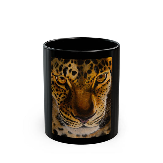 Windows to the Soul, Leopard Print Black Mug