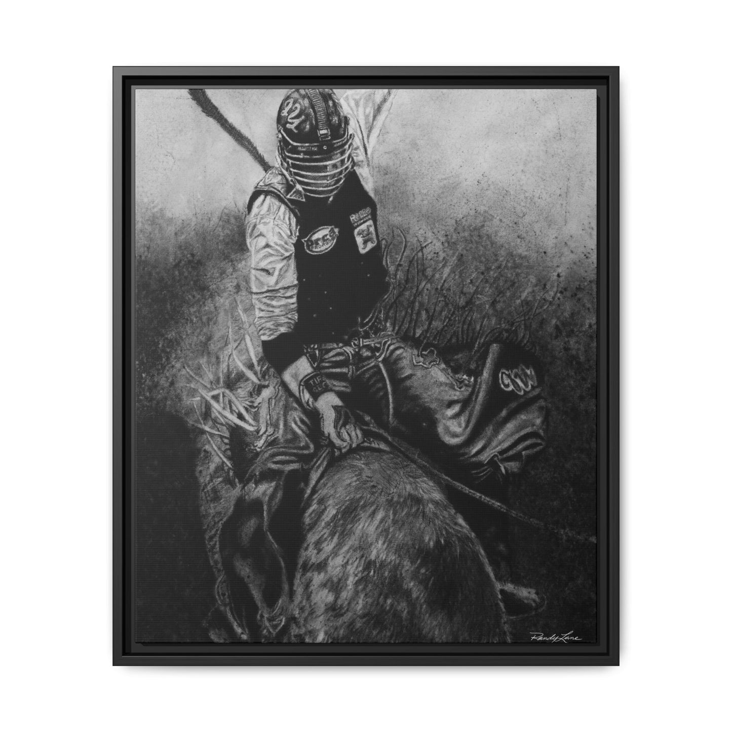 Gettin Frosty. Bull Rider Framed Stretched Matte Canvas Print