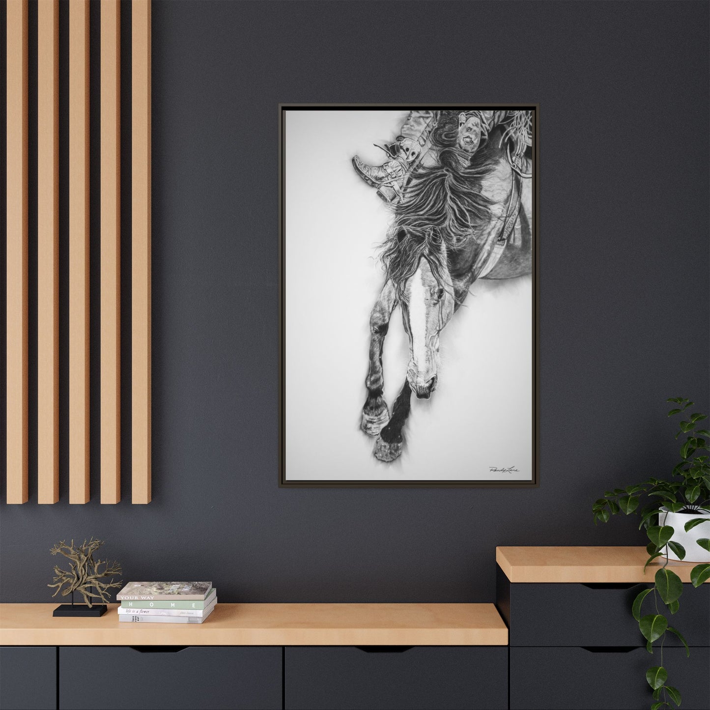 Crazy 8. Framed Stretched Matte Canvas Rodeo Art Print